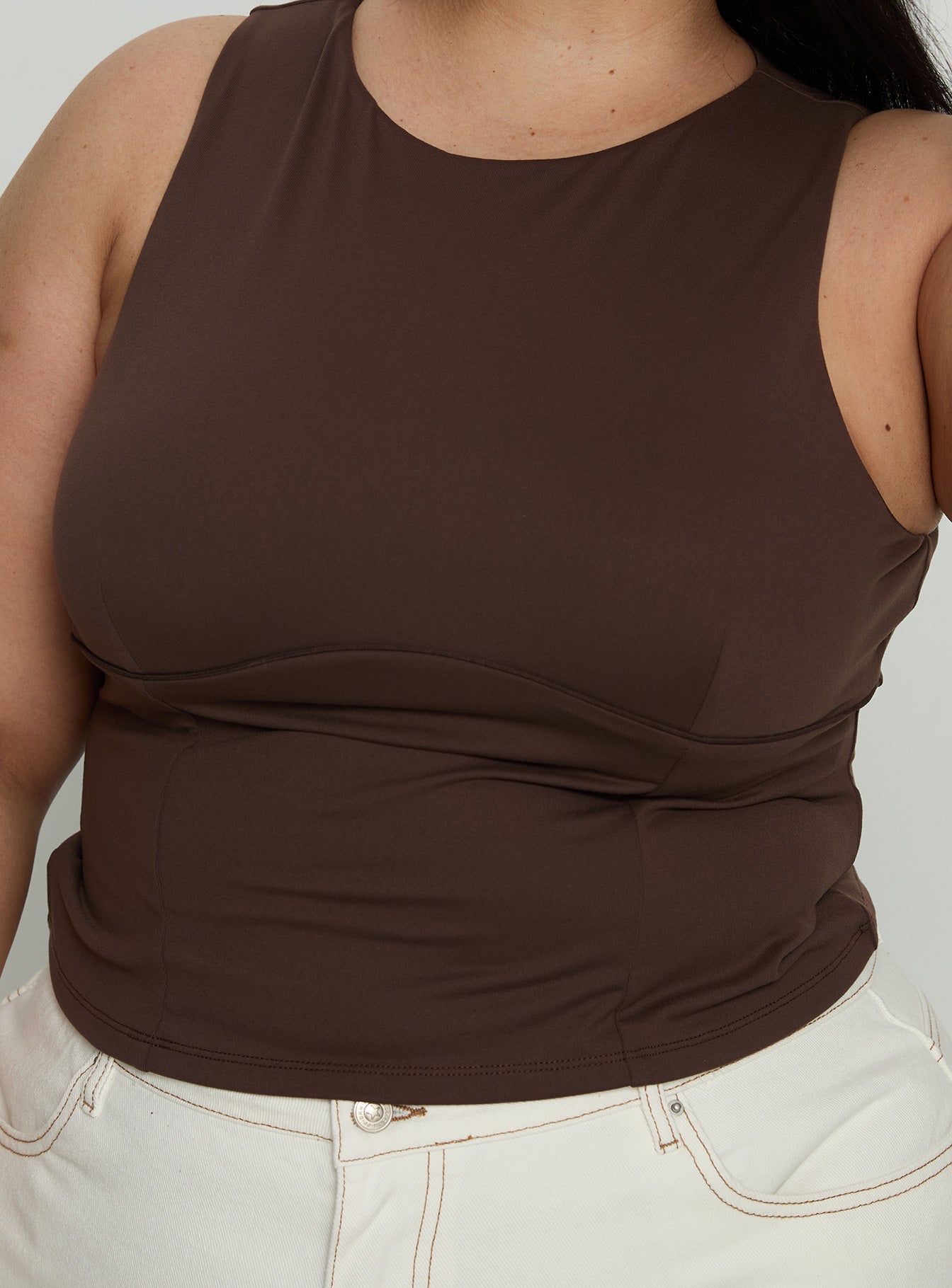 Georgetta Bust Detail Cami Top Brown Curve - Image 5