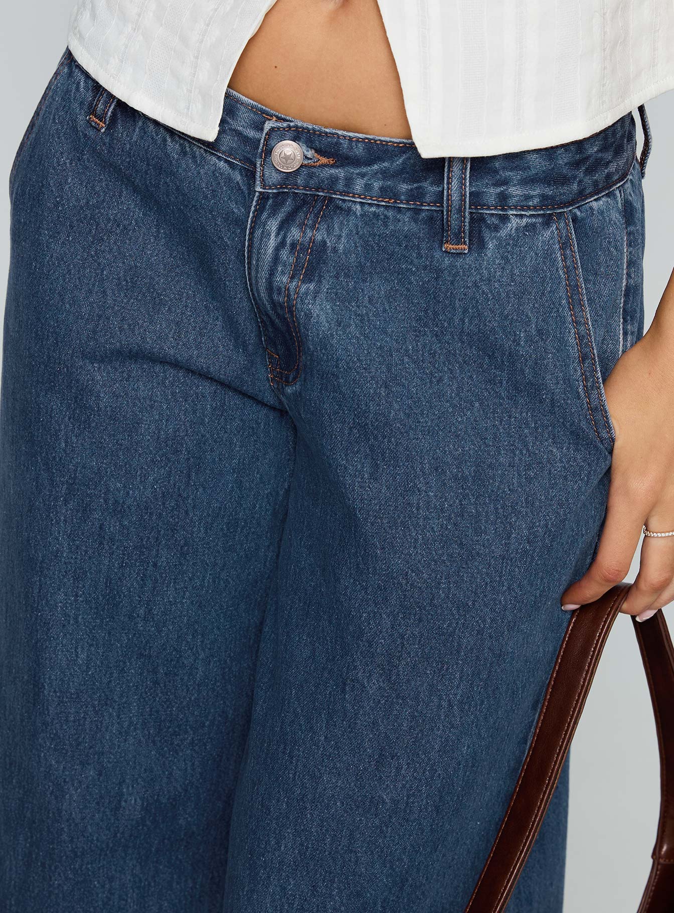Hyde Low Rise Wide Leg Jeans Mid Blue - Image 5