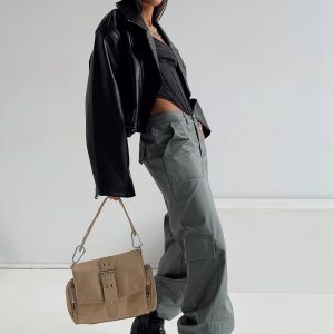Luna Mid Rise Cargo Pants Grey