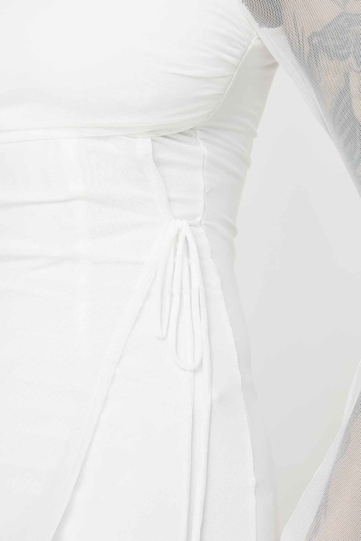 Martinez Long Sleeve Mini Dress White Tall - Image 6