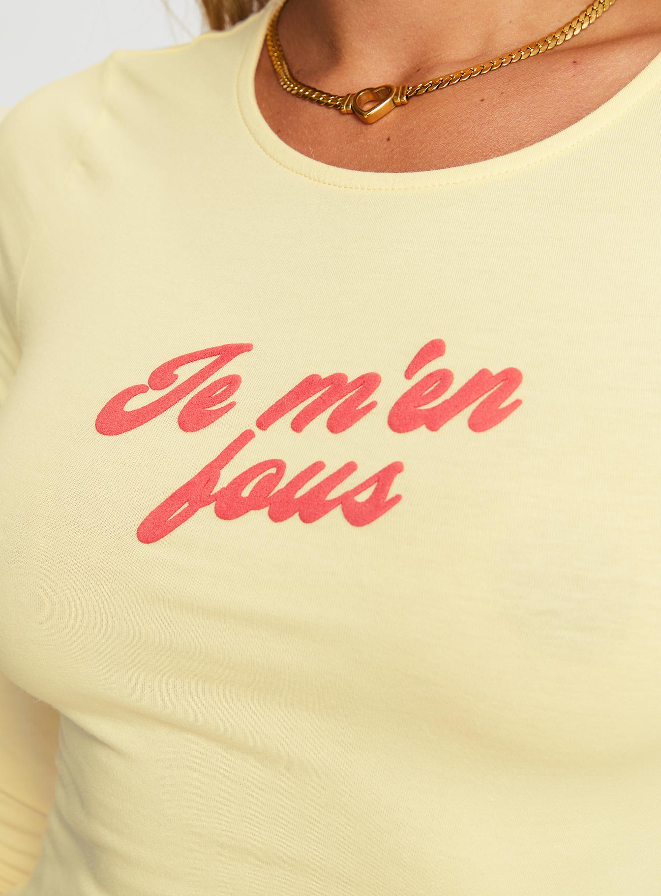 Je M'en Fous Long Sleeve Top Cream - Image 5