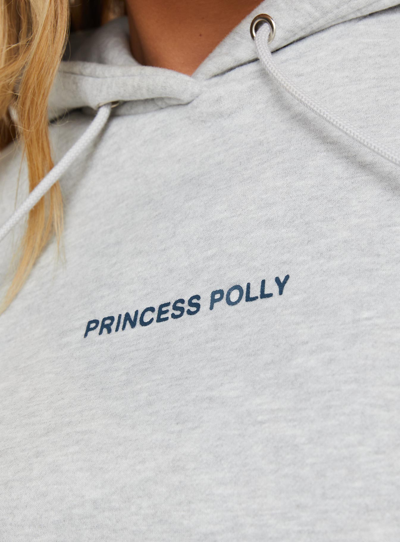 Princess Polly Hooded Sweatshirt Bubble Text Grey Marle / Slate - Image 6