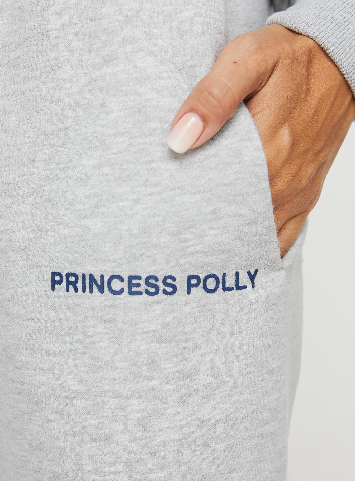 Princess Polly Straight Leg Track Pants Text Grey Marle - Image 6
