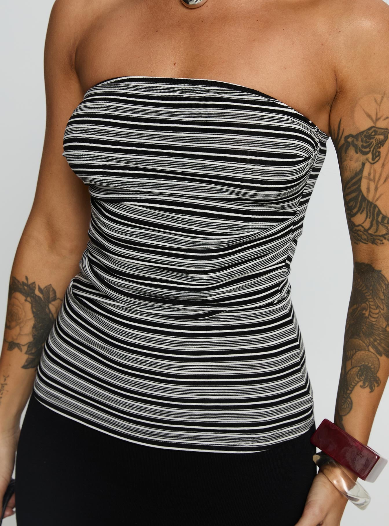 Bethanny Strapless Top Black Stripe - Image 6