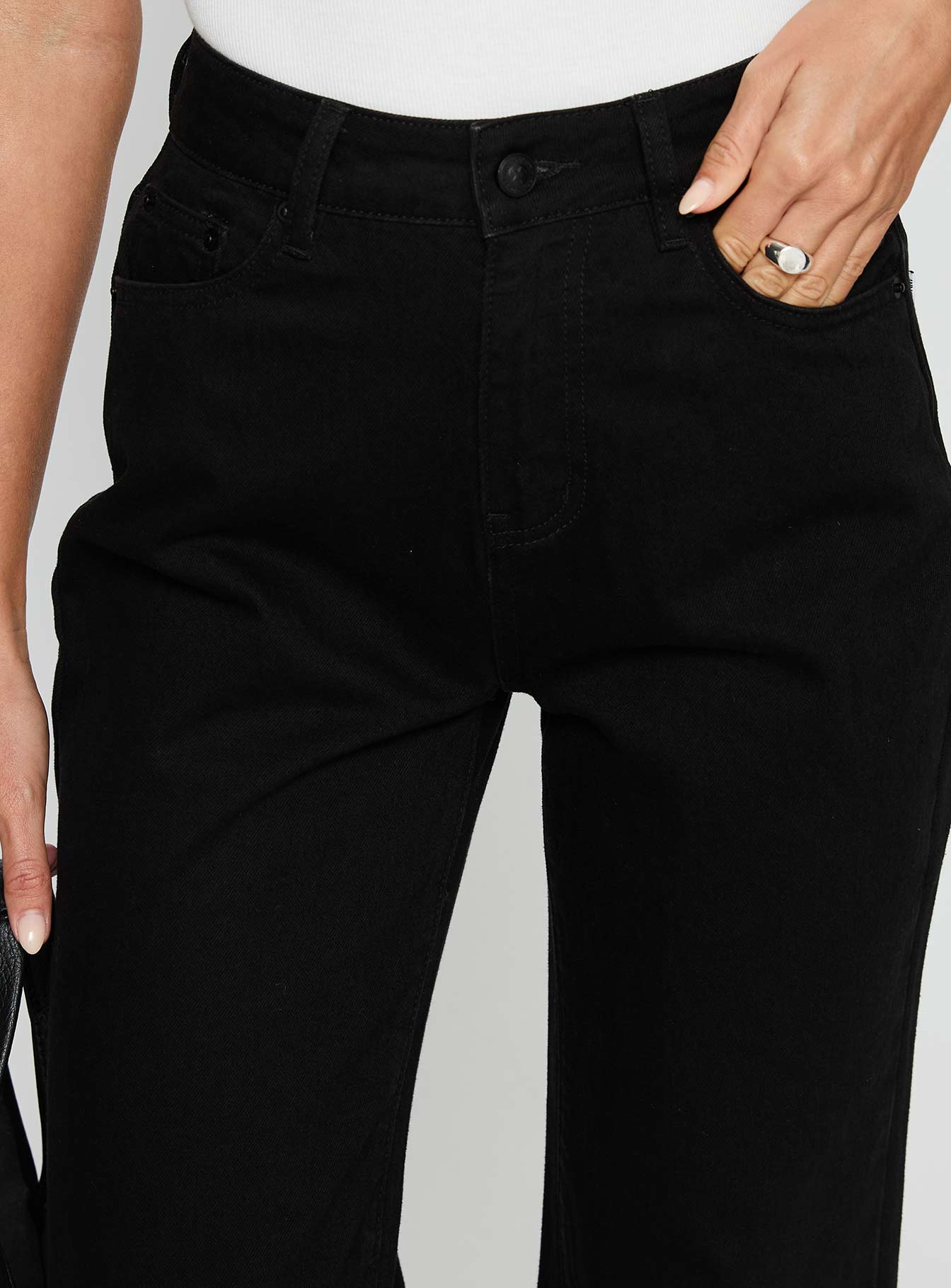 Henesey High Rise Straight Leg Jeans Jet Black - Image 5