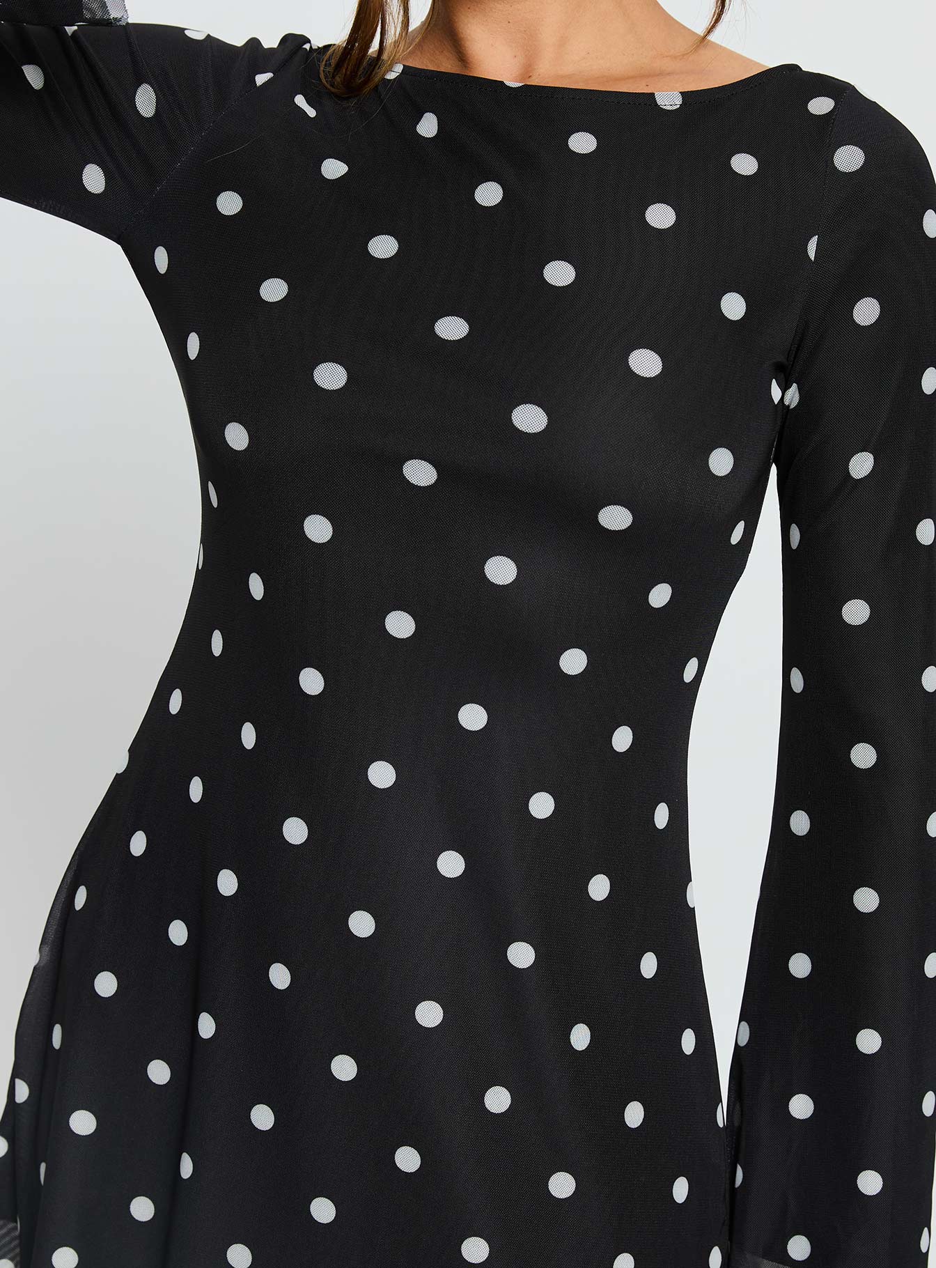 Lukea Long Sleeve Mini Dress Black Polka Dot - Image 6