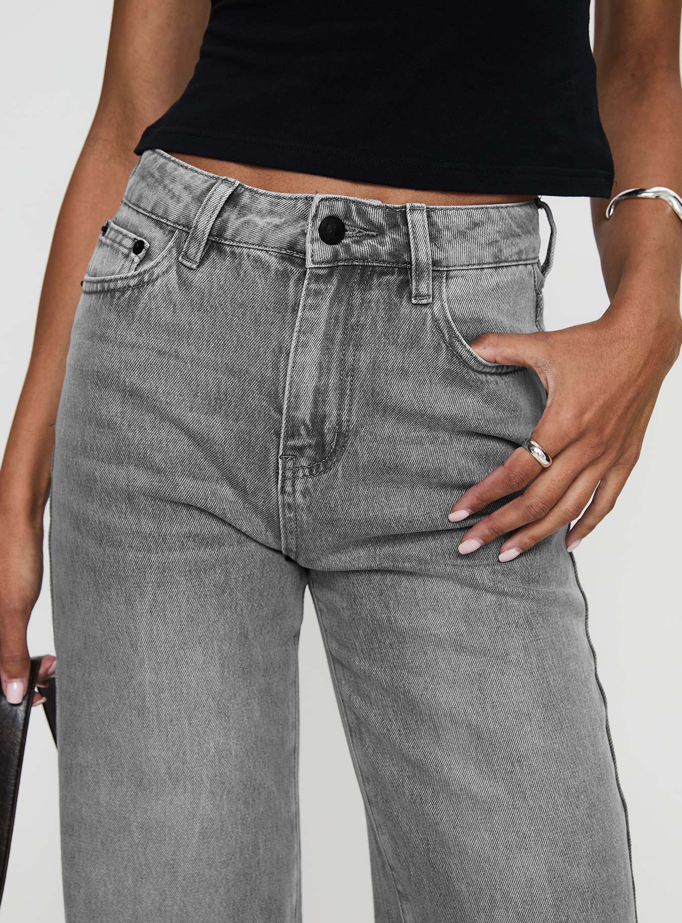 Henesey High Rise Straight Leg Jeans Washed Grey - Image 5