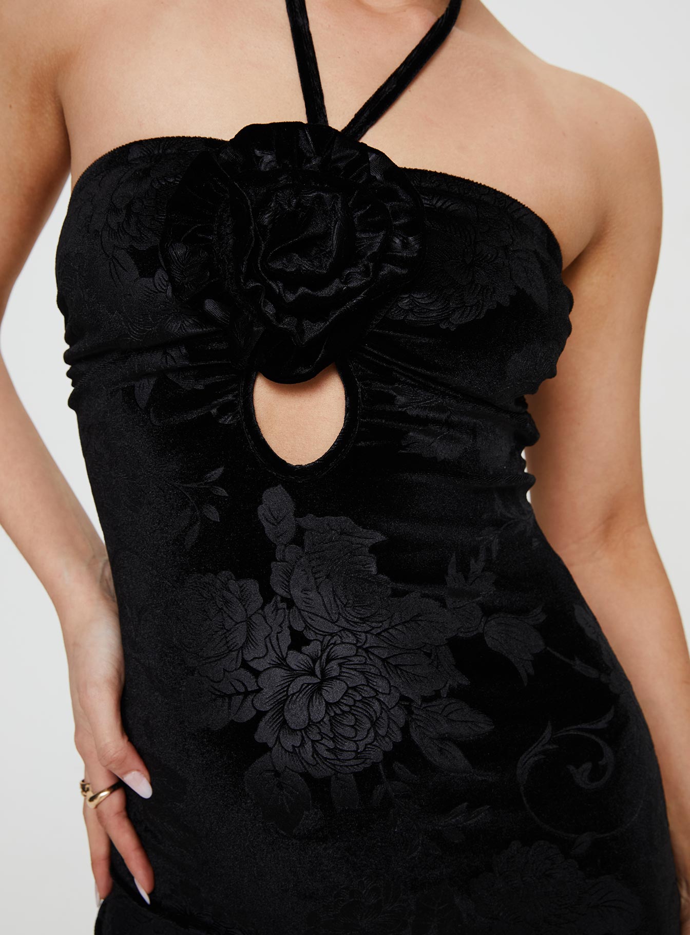 Saveni Flower Mini Dress Black - Image 9