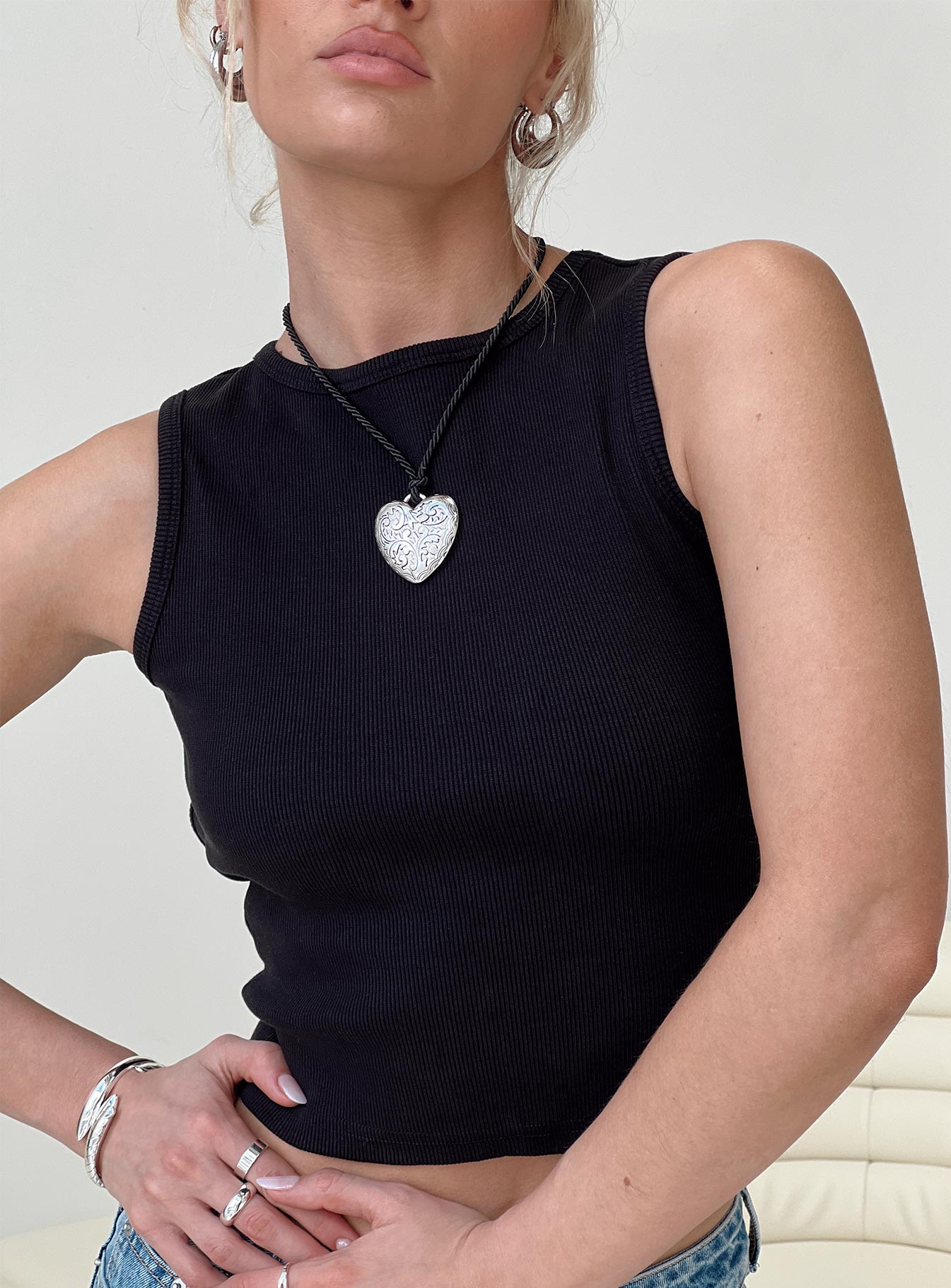 Haina Open Back Tank Top Black - Image 6