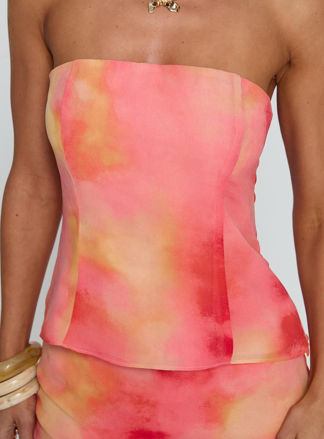 Fondness Scarf Detail Strapless Top Multi - Image 5