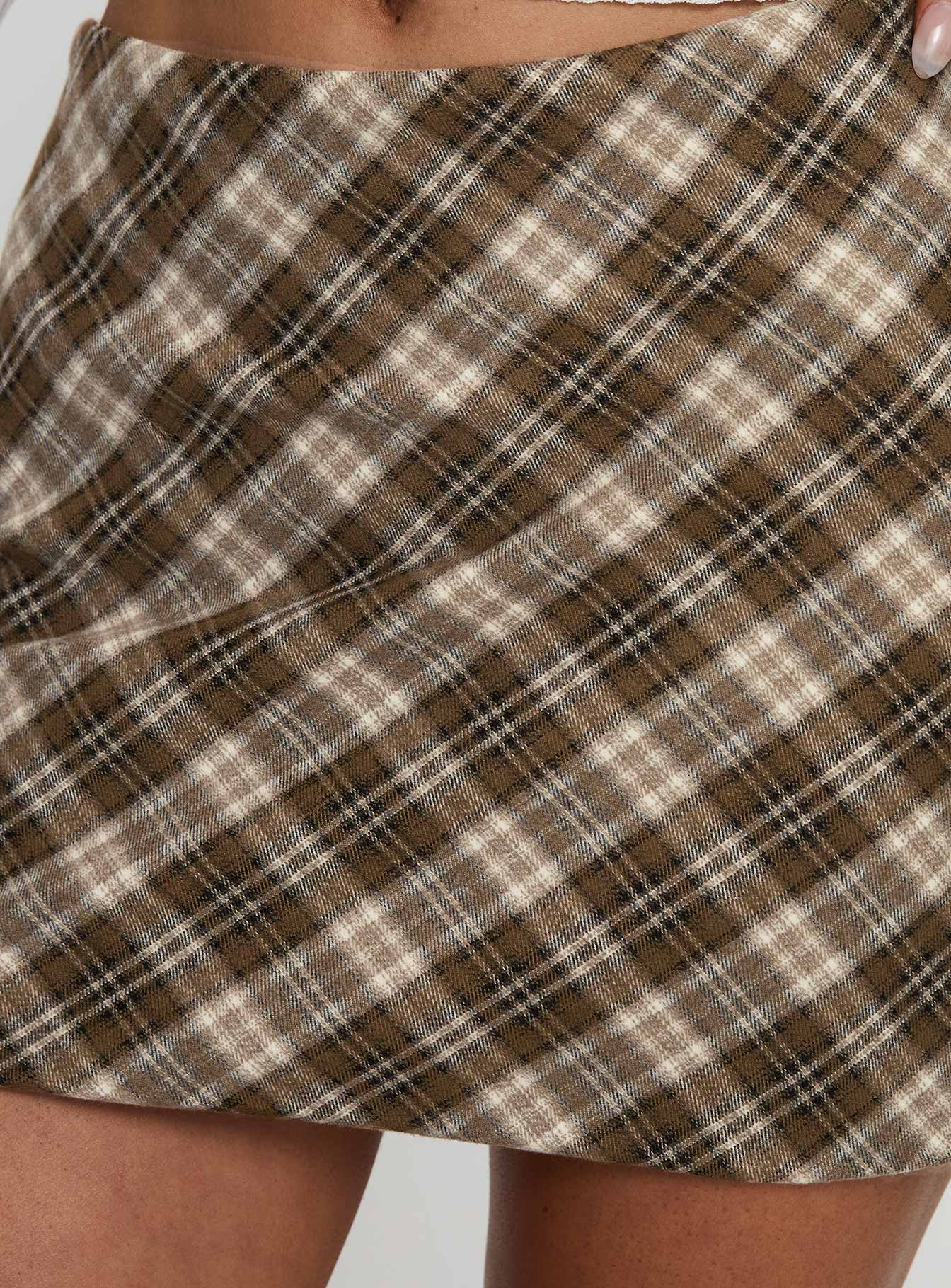 Point Of View Mini Skirt Brown Check - Image 6