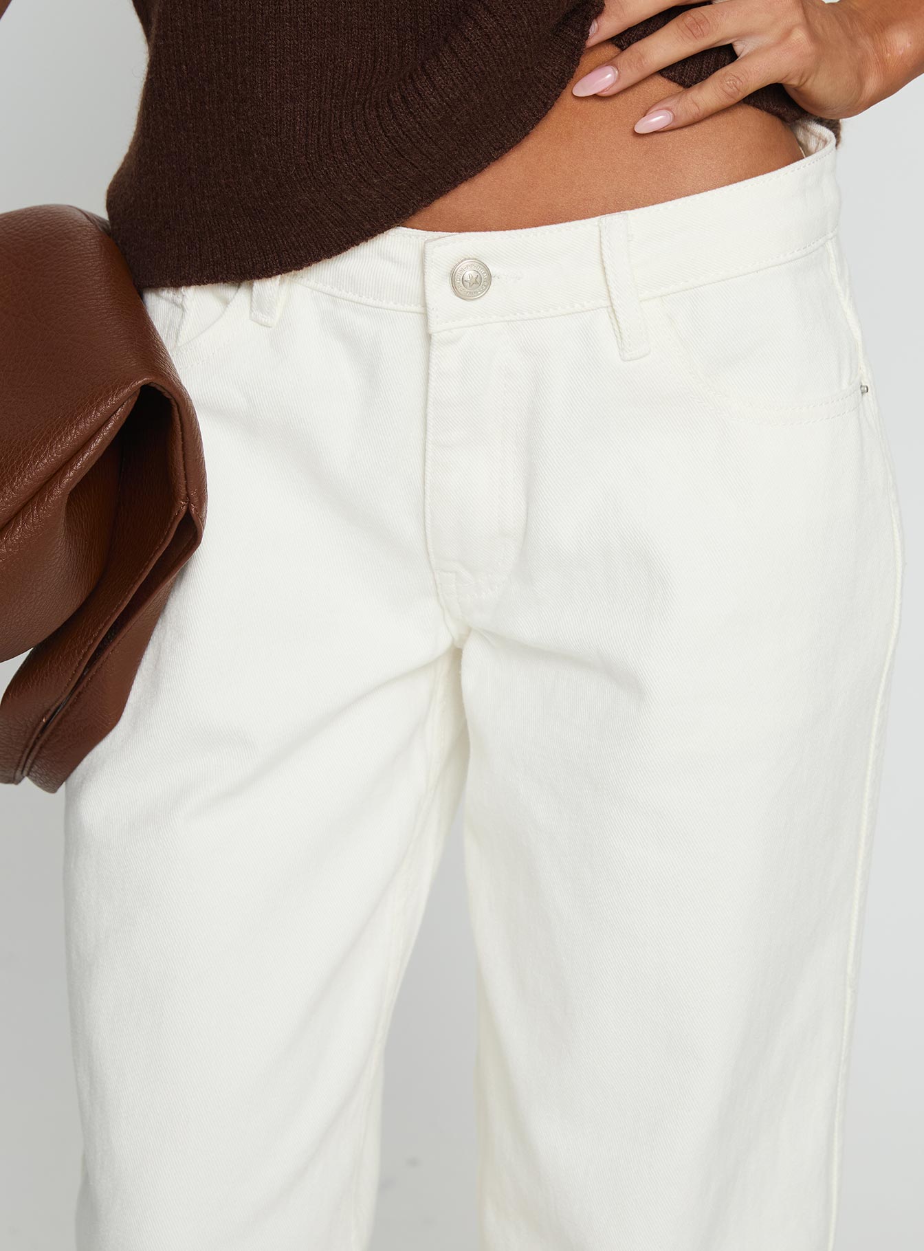 Ramos Low Rise Wide Leg Jeans White - Image 6
