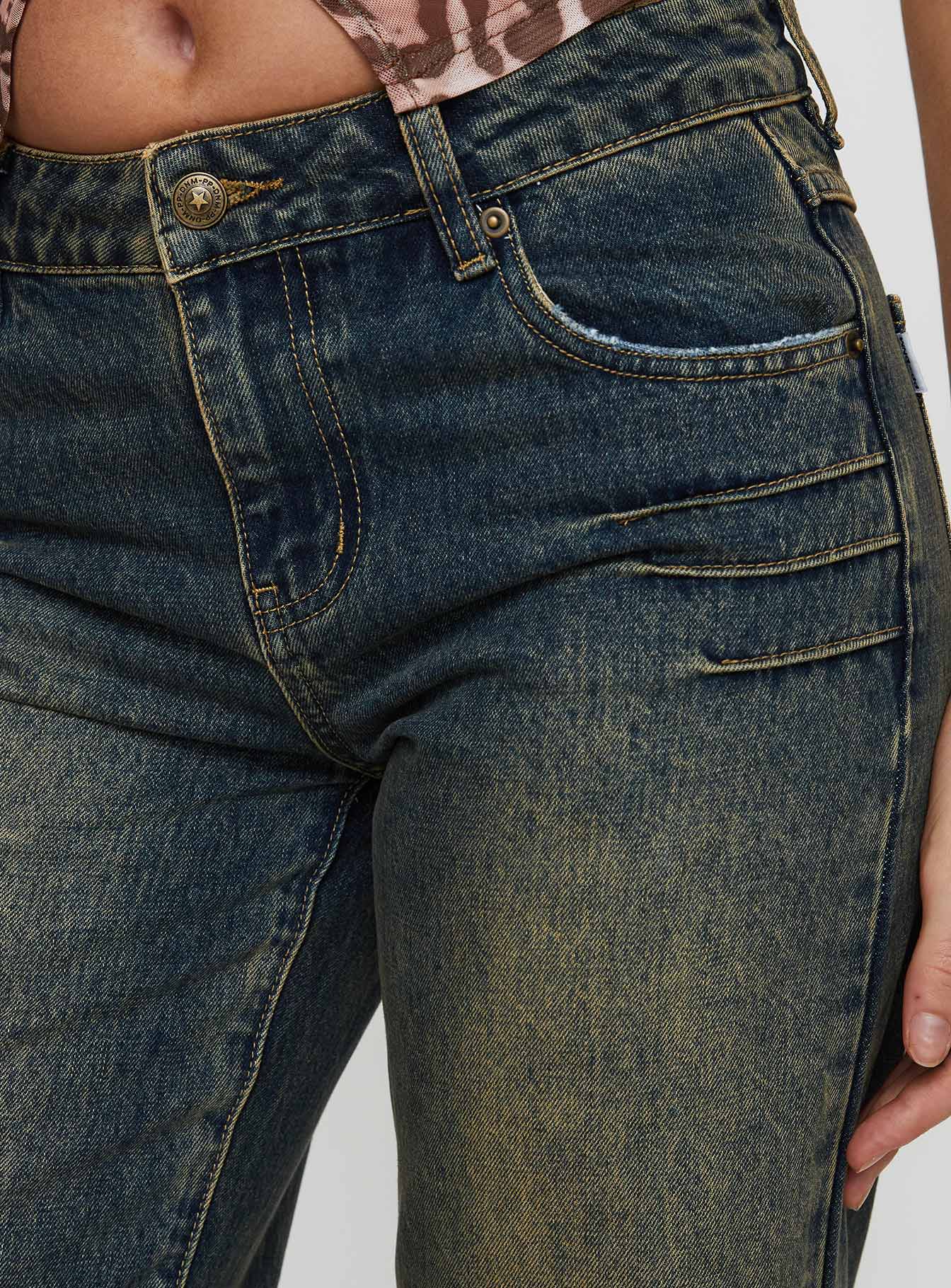 Inverness Pinched Detail Mid Rise Wide Leg Jeans Tea - Image 5