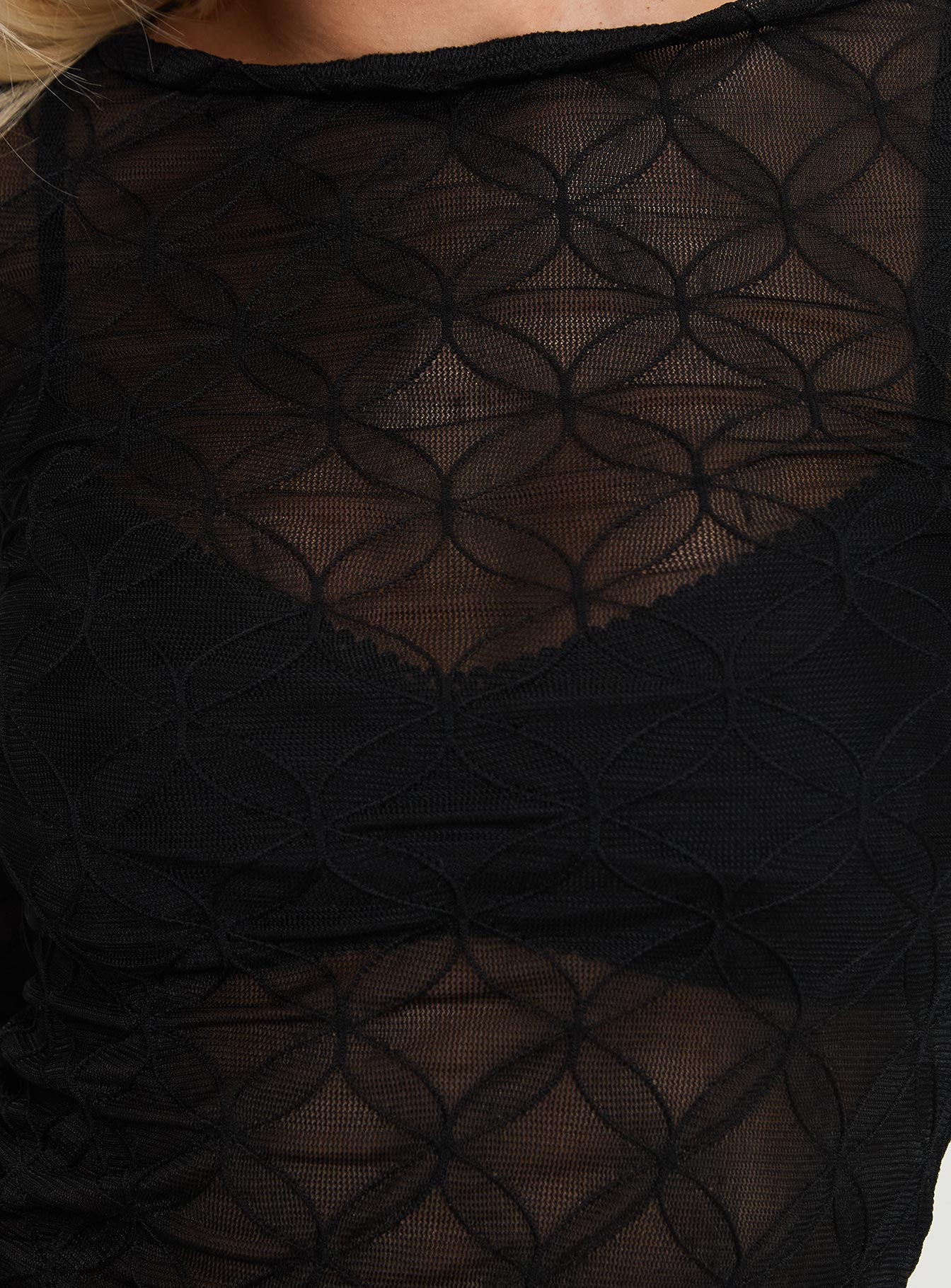 Altaira Long Sleeve Sheer Top Black - Image 6