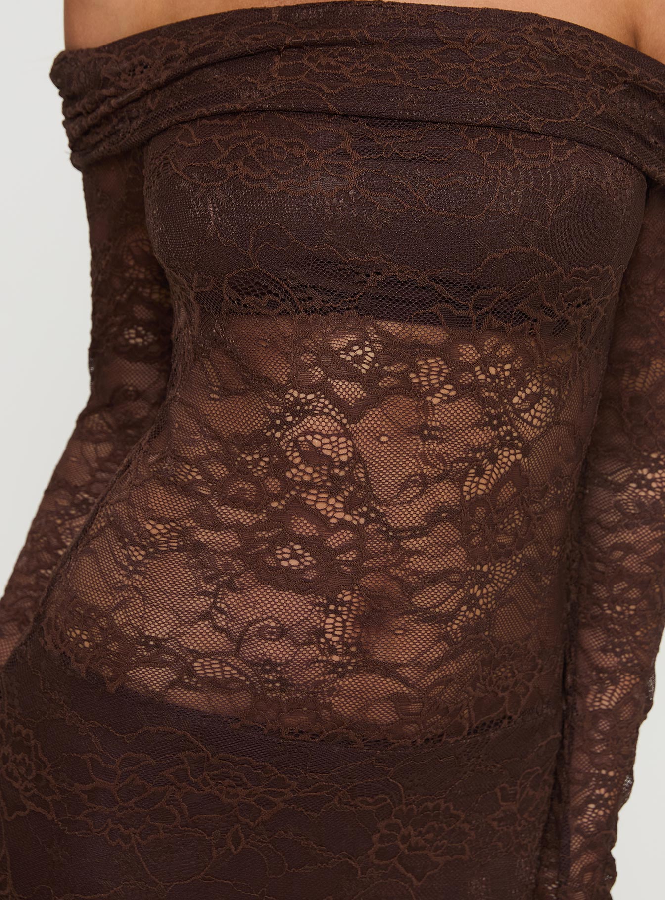 Make Your Mark Off Shoulder Maxi Dress Chocolate - Image 5