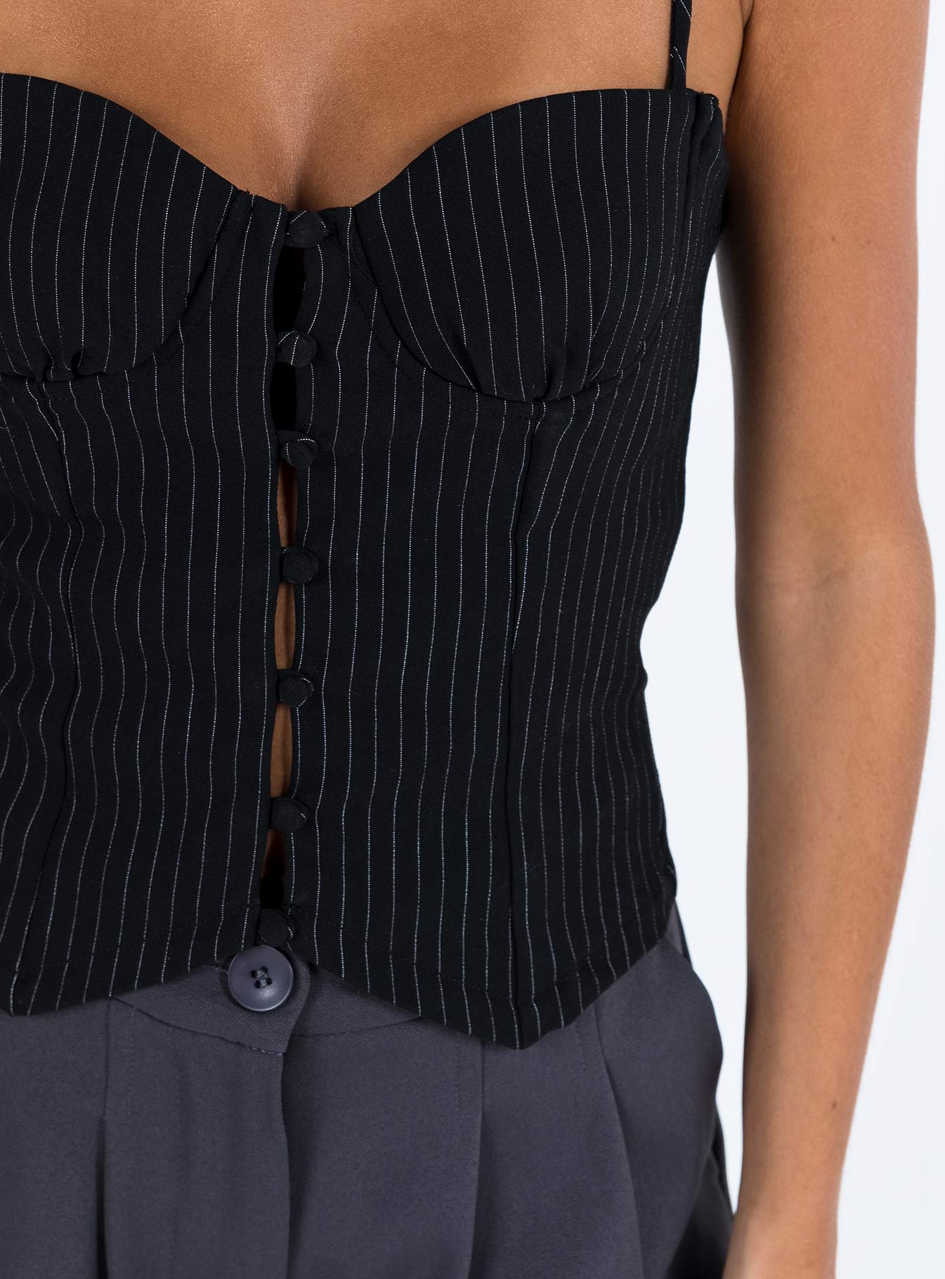Archette Corset Vest Black Pinstripe - Image 6