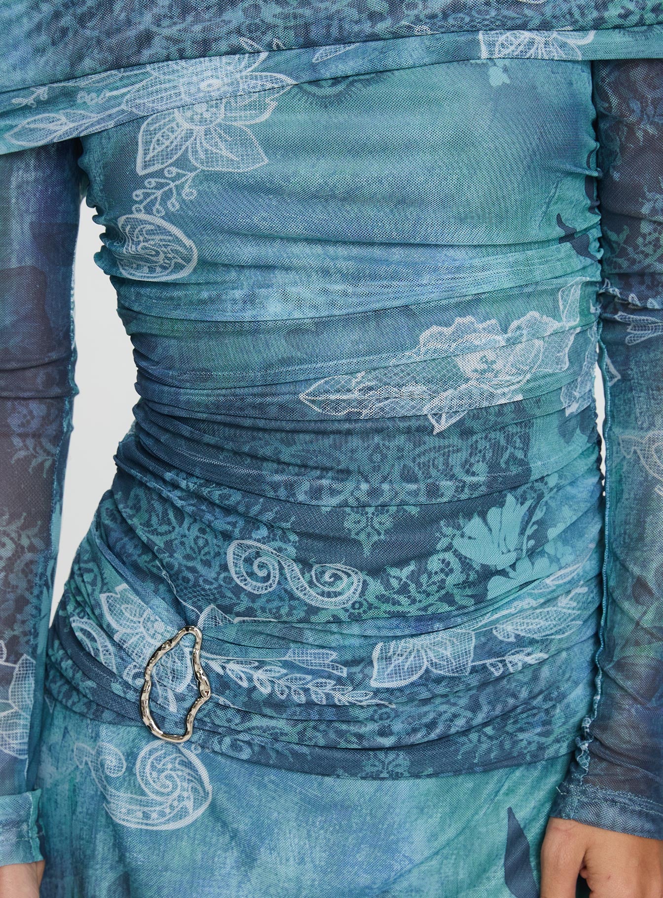 Olympique Long Sleeve Mini Dress Blue Multi - Image 6