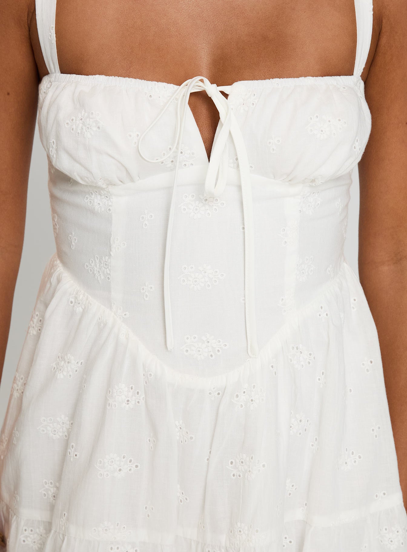Anabelita Broderie Mini Dress White - Image 6