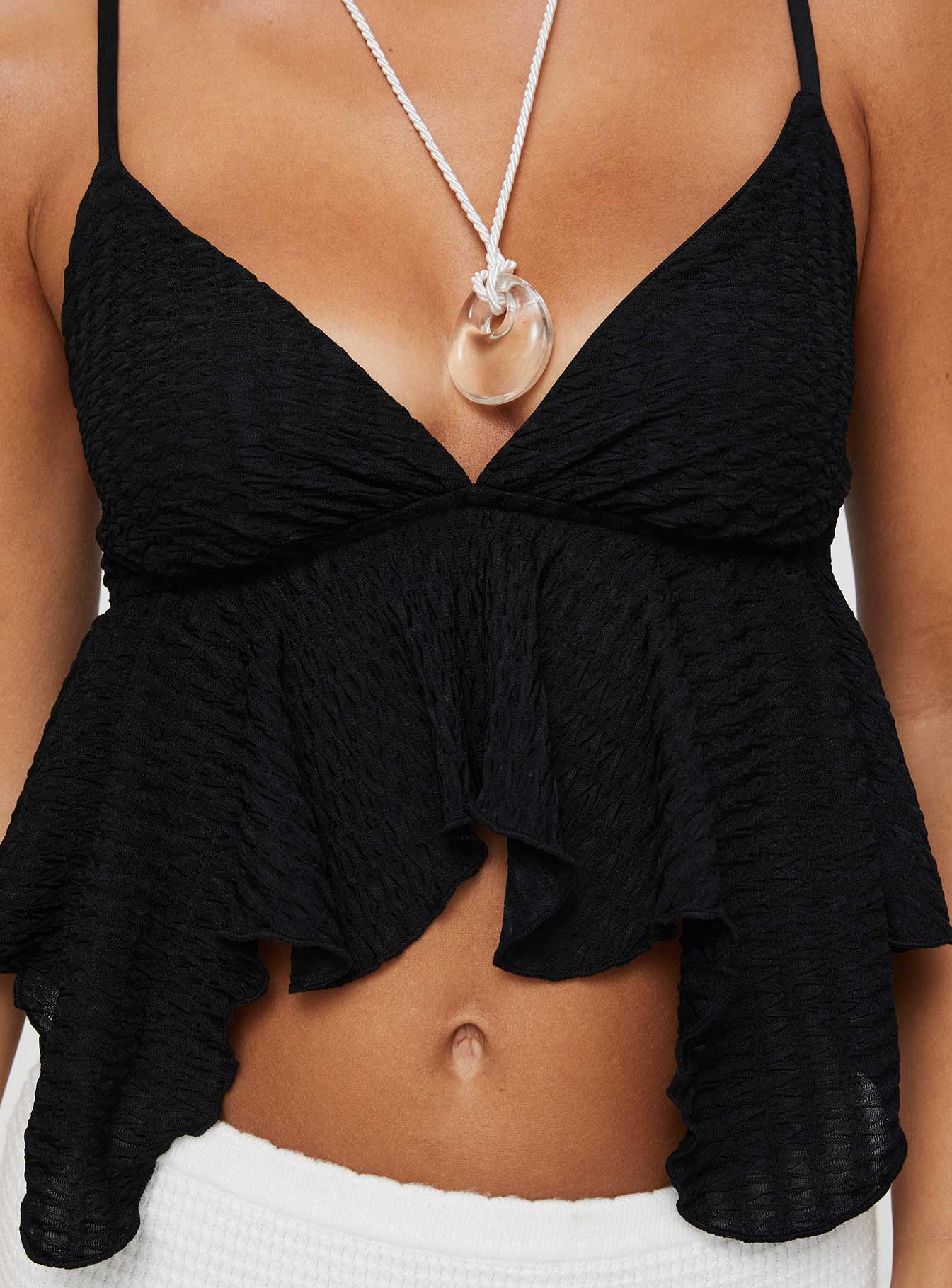 Laren Flutter Cami Top Black - Image 6