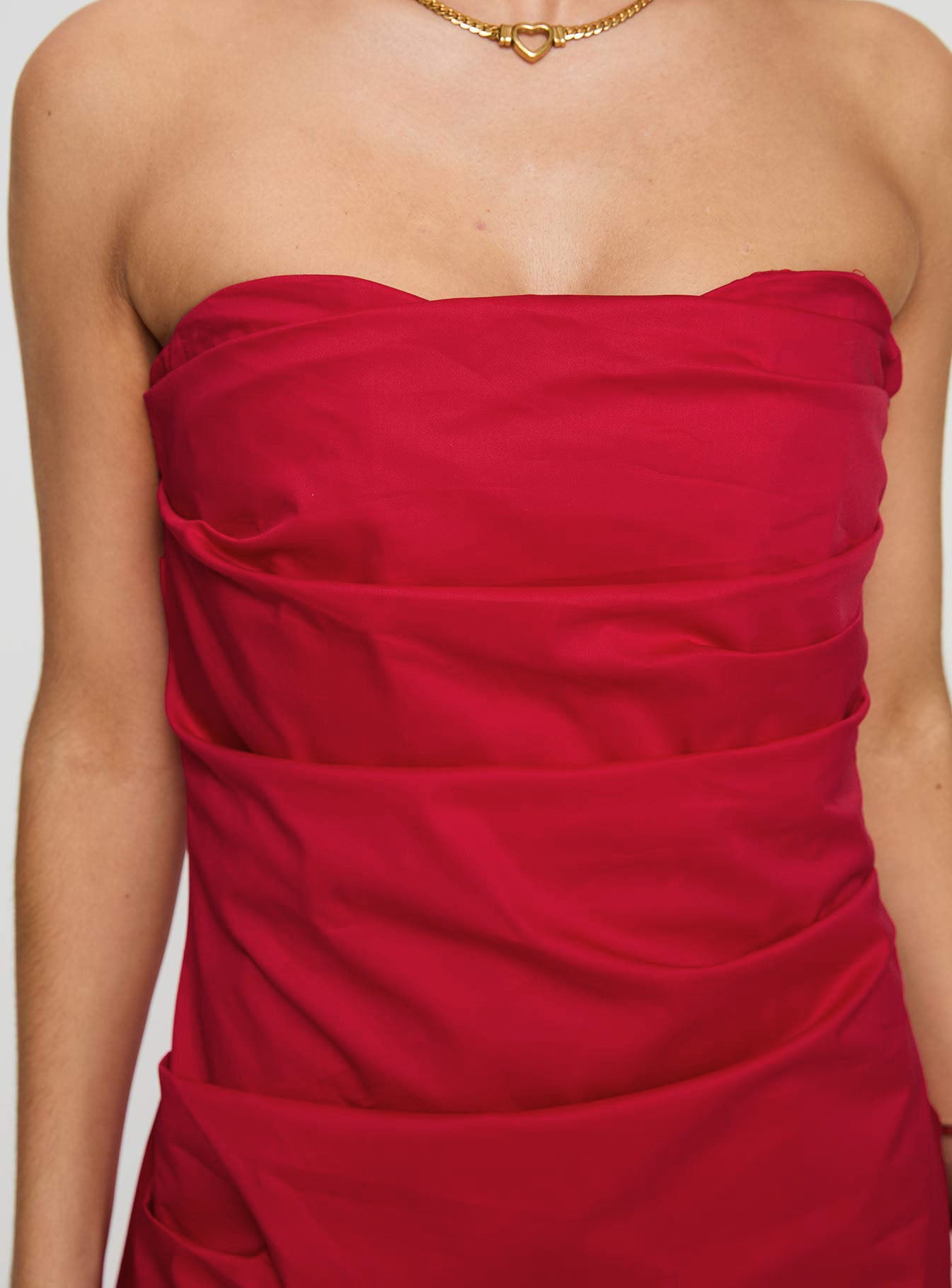 Bradwell Strapless Mini Dress Red Tall - Image 6