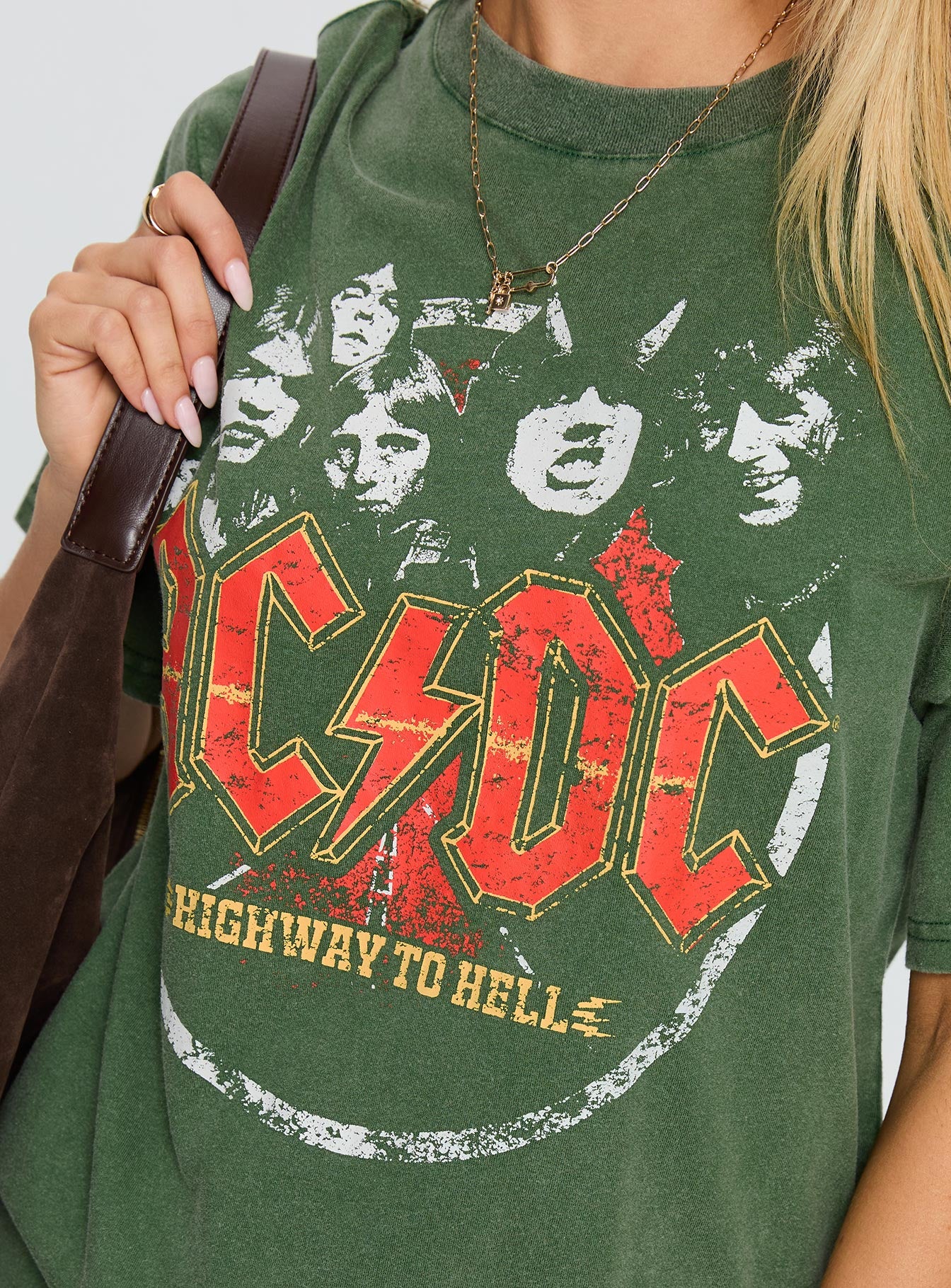 Acdc Vintage Oversized Graphic Top Green - Image 5