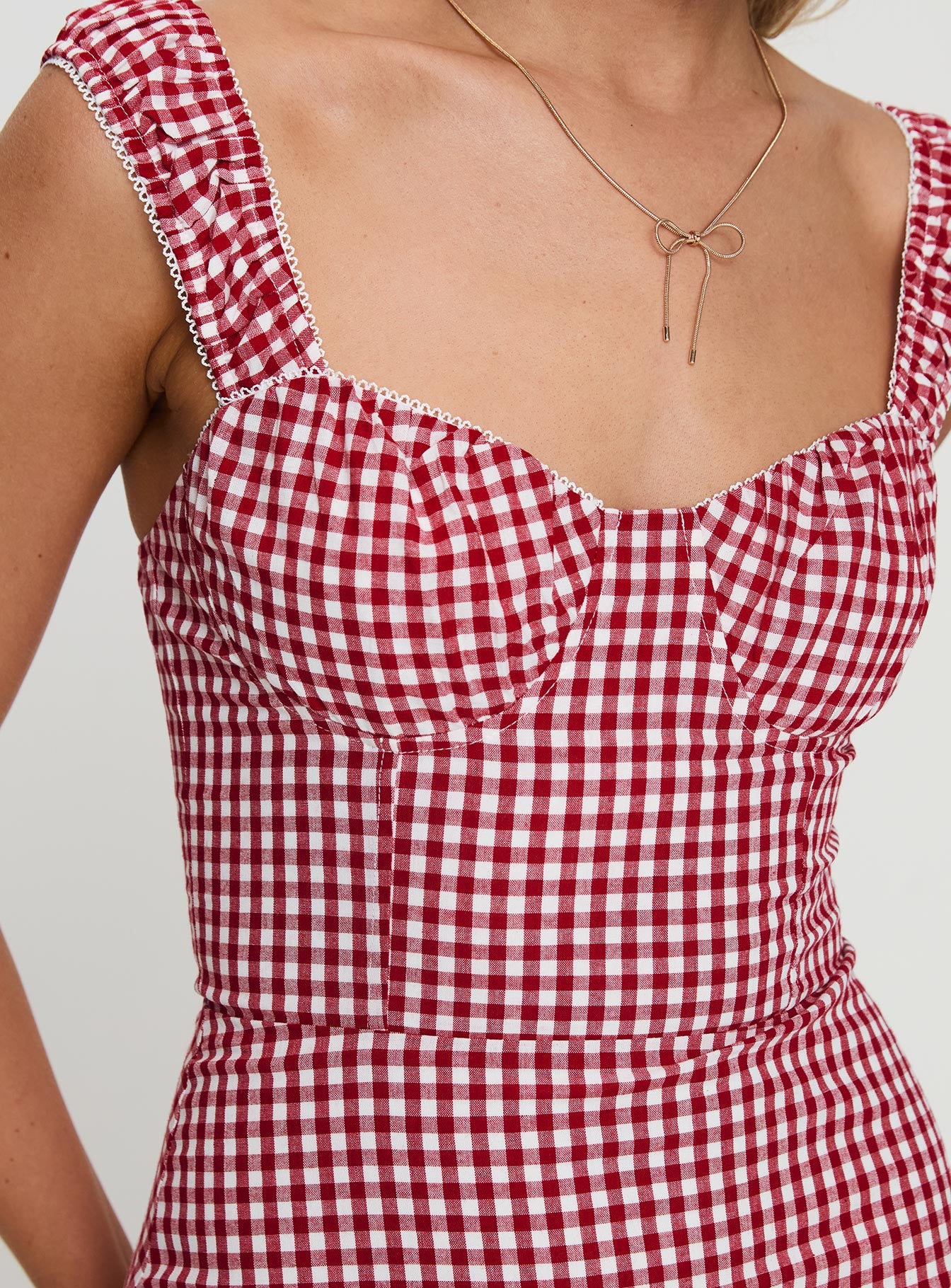 Faubert Mini Dress Red Gingham Petite - Image 6