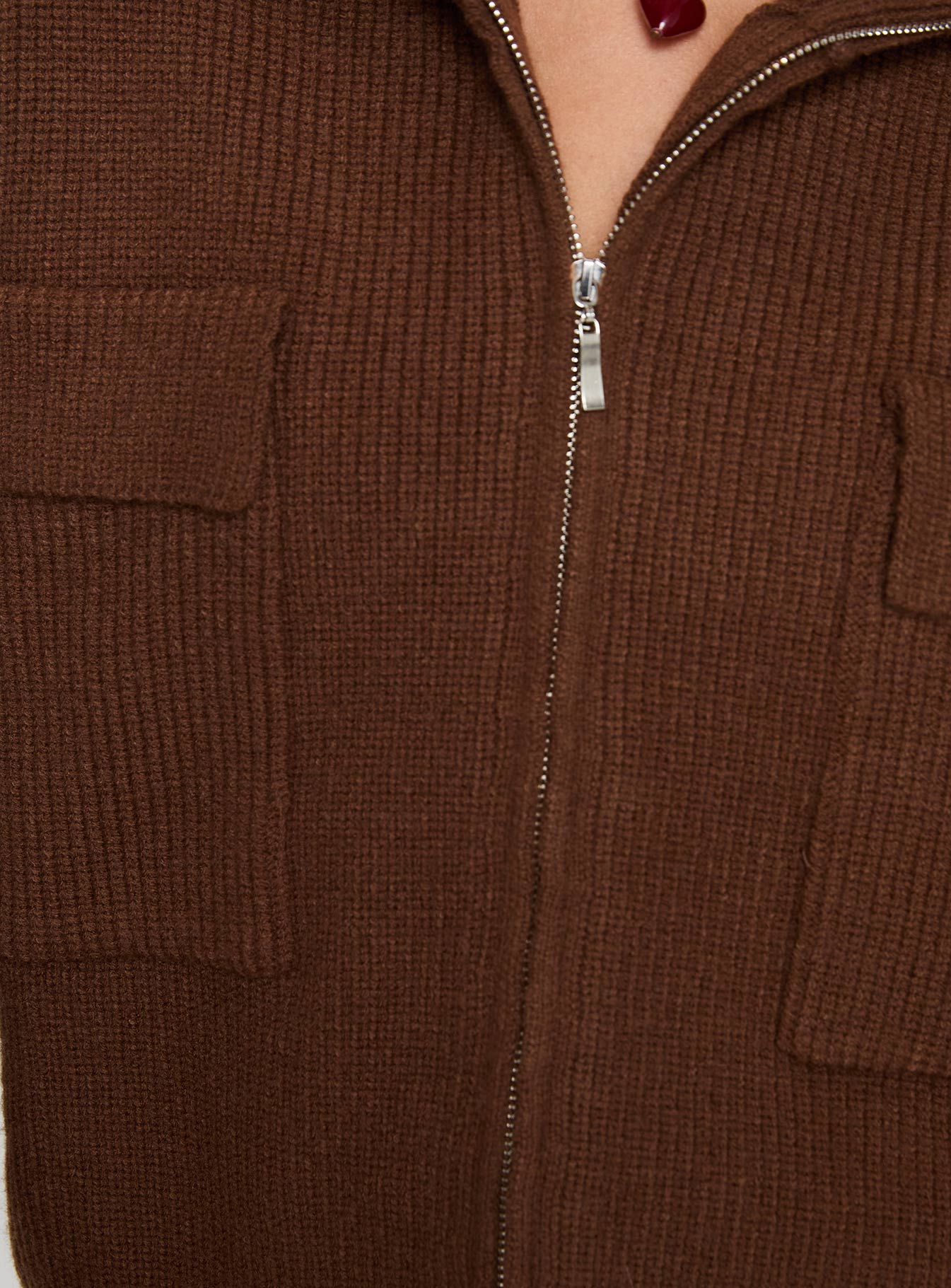 Too Busy Zip Up Sweater Chocolate - Image 6