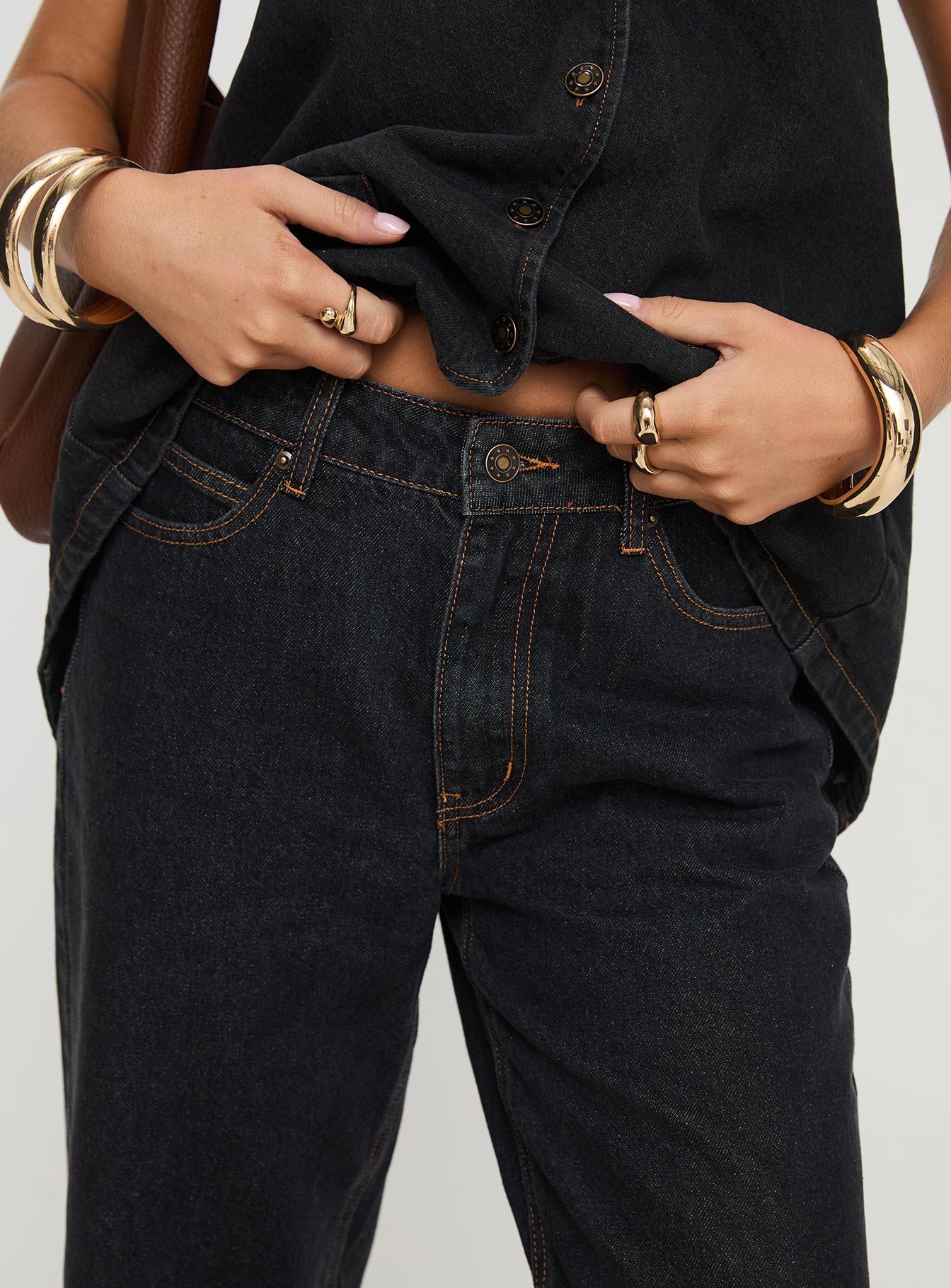 Top Model Low Rise Straight Leg Jeans Charcoal - Image 6