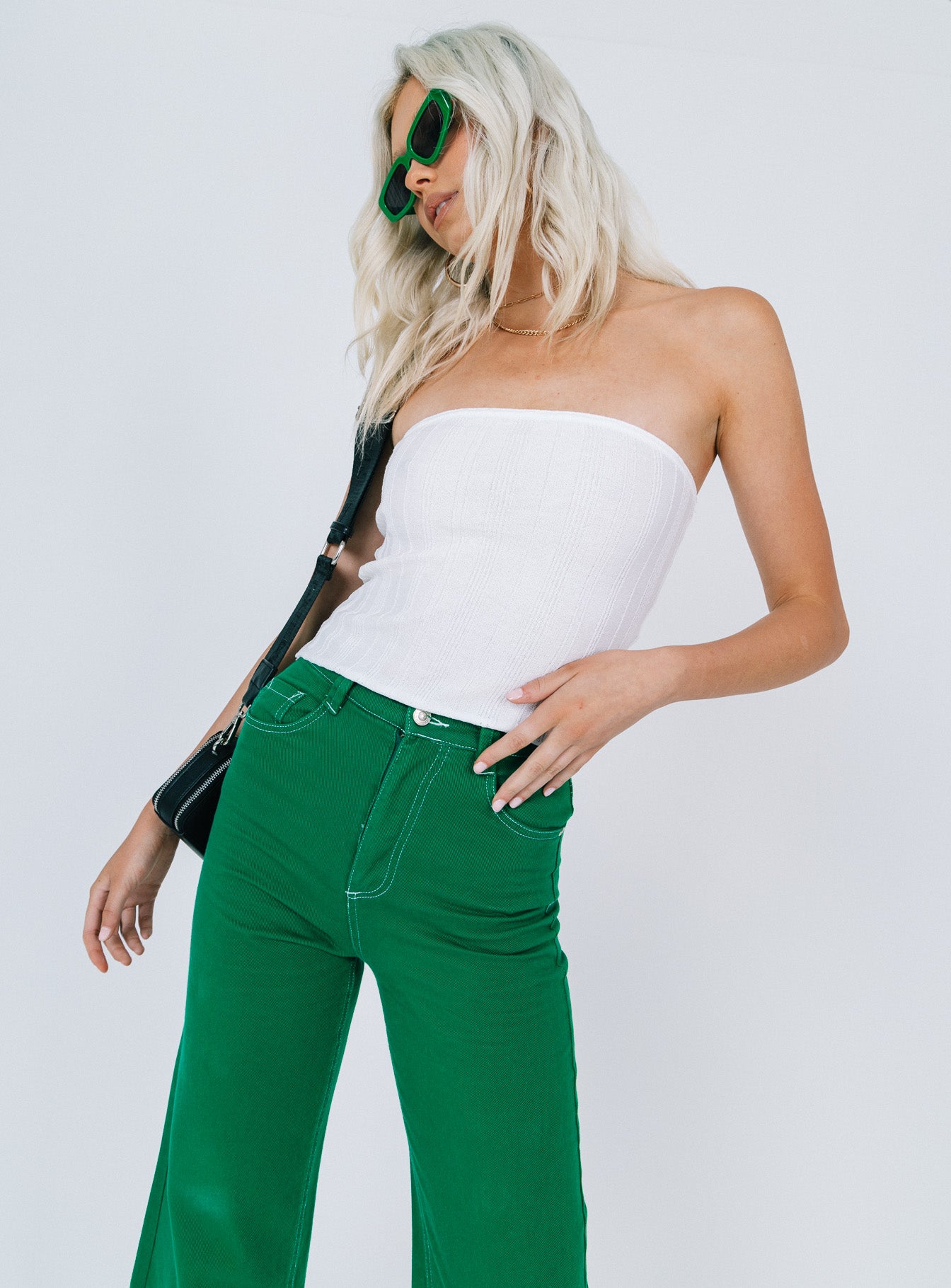 Belle Knit Strapless Top White - Image 6