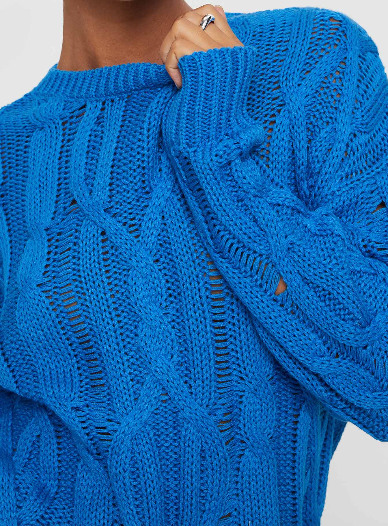 Stiles Cable Knit Sweater Blue - Image 6