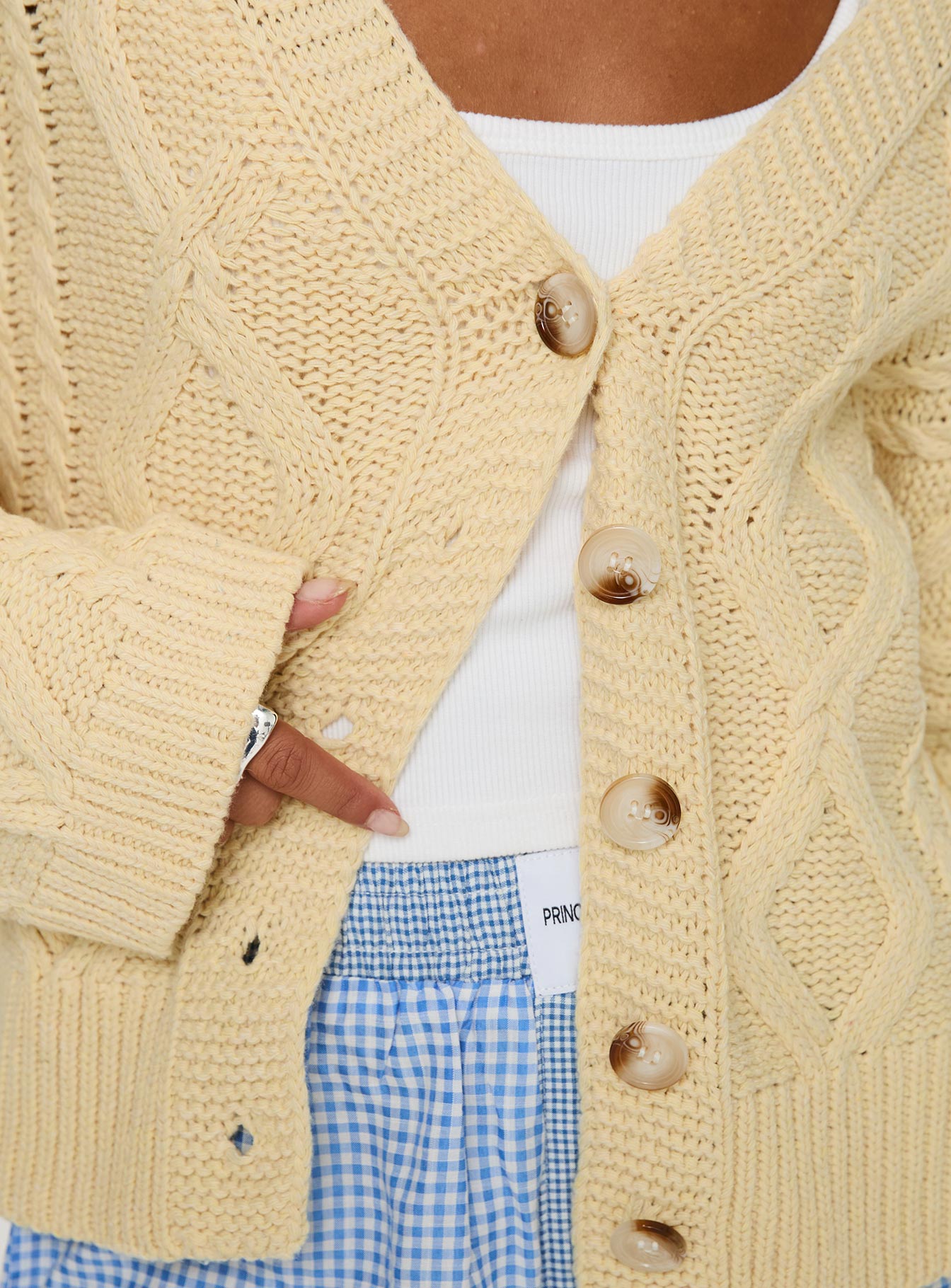 Daxtan Cable Cardigan Lemon - Image 5