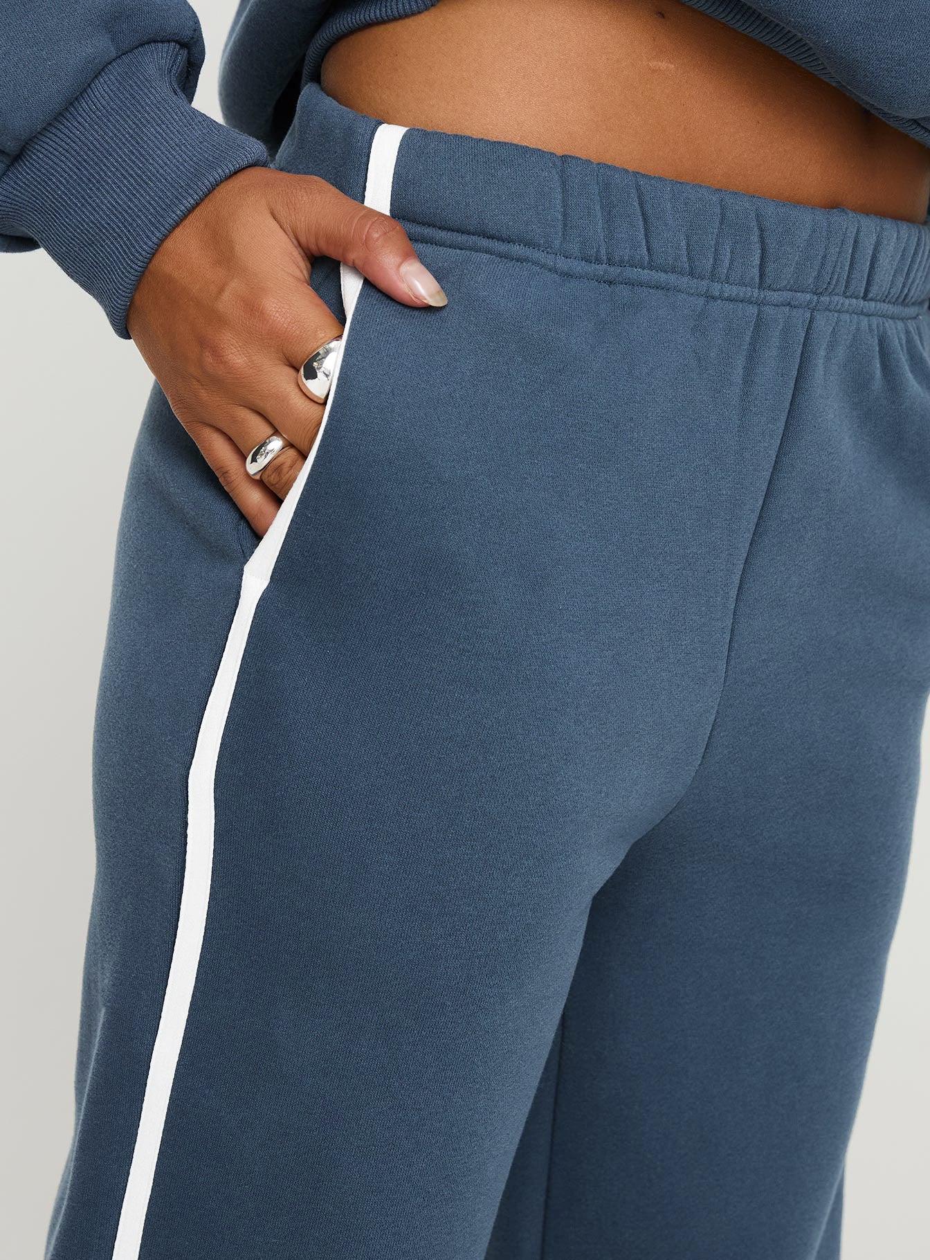 Skiller Side Stripe Track Pants Navy - Image 6