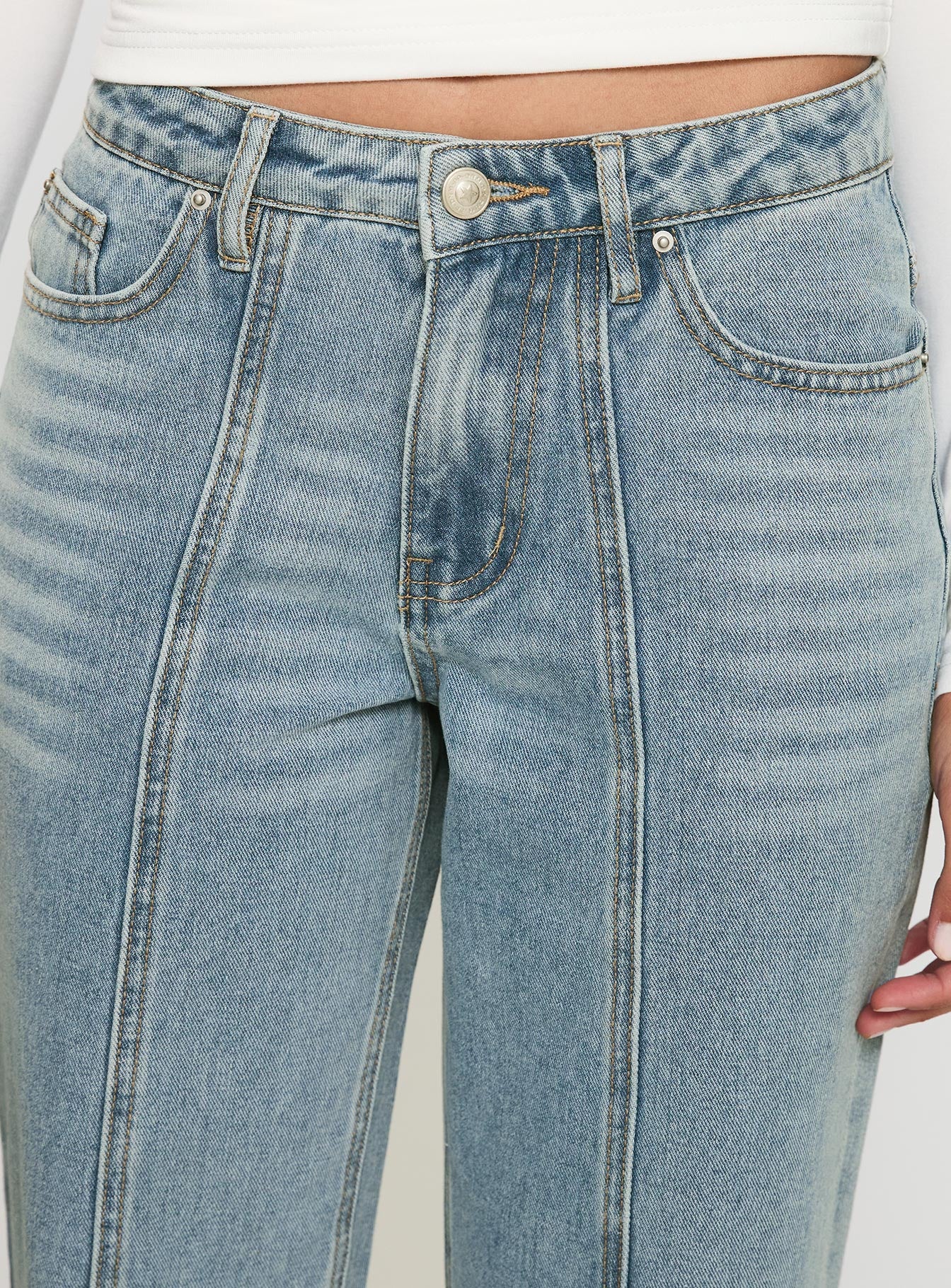 White Mustang Mid Rise Straight Leg Jean Light Blue - Image 5