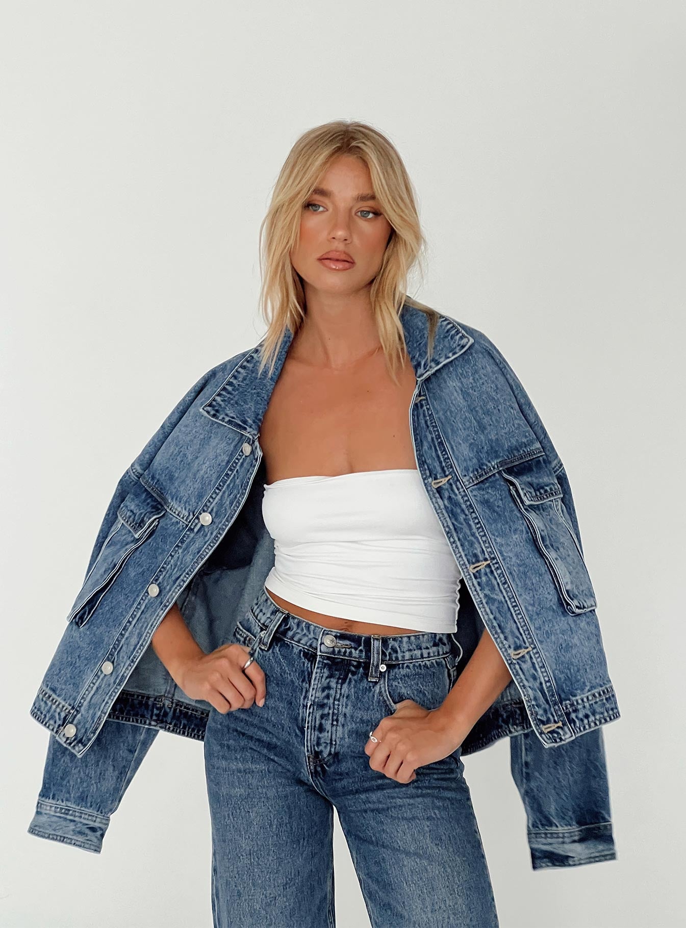 Kier Oversized Jacket Denim Mid Wash - Image 6