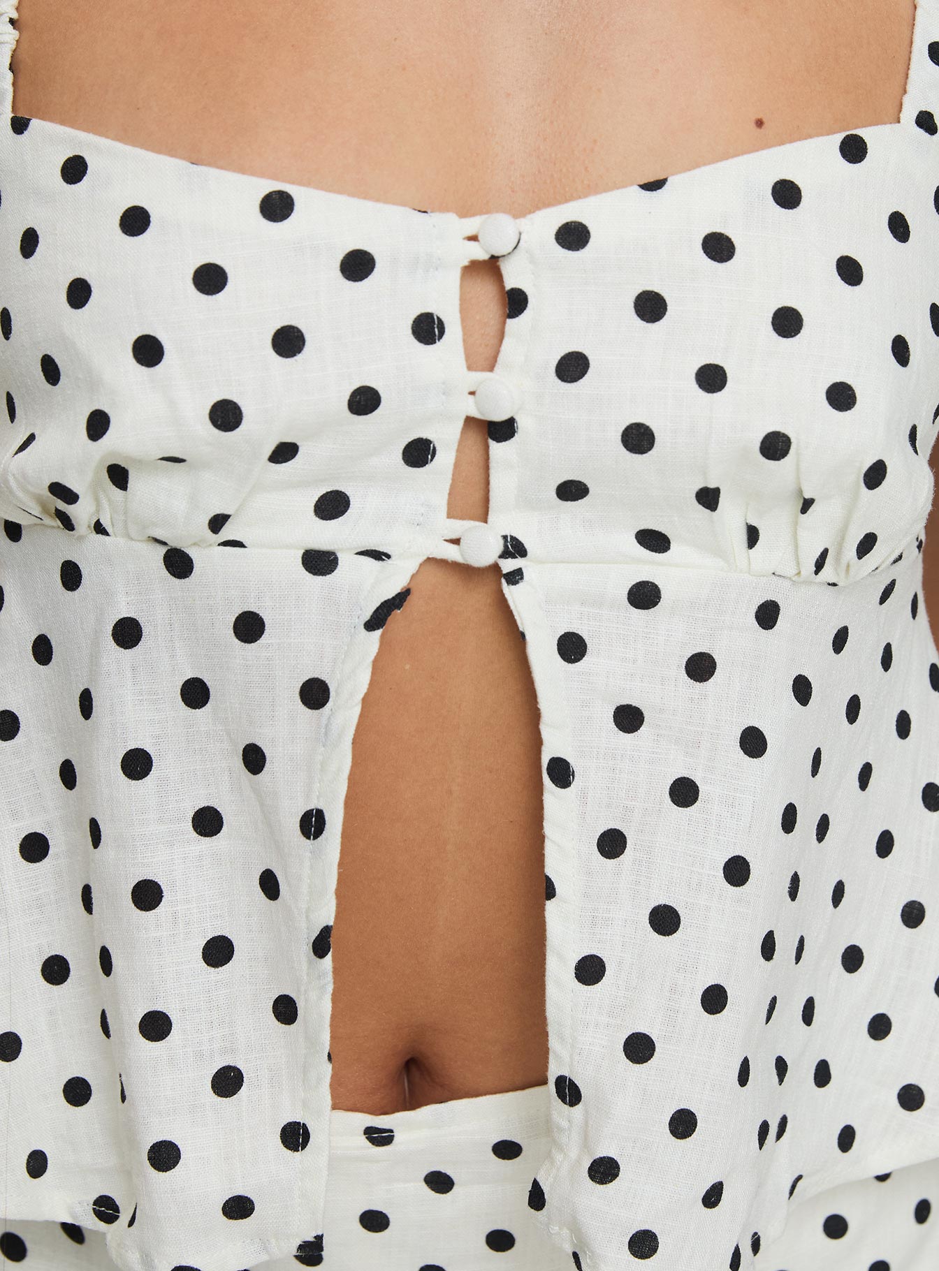 Passionfruit Linen Blend Top Cream/Black Polka Dot - Image 6
