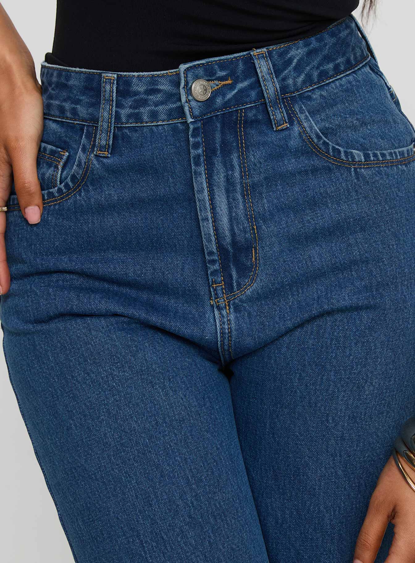 Kalinda High Rise Straight Leg Jeans Mid Blue - Image 5