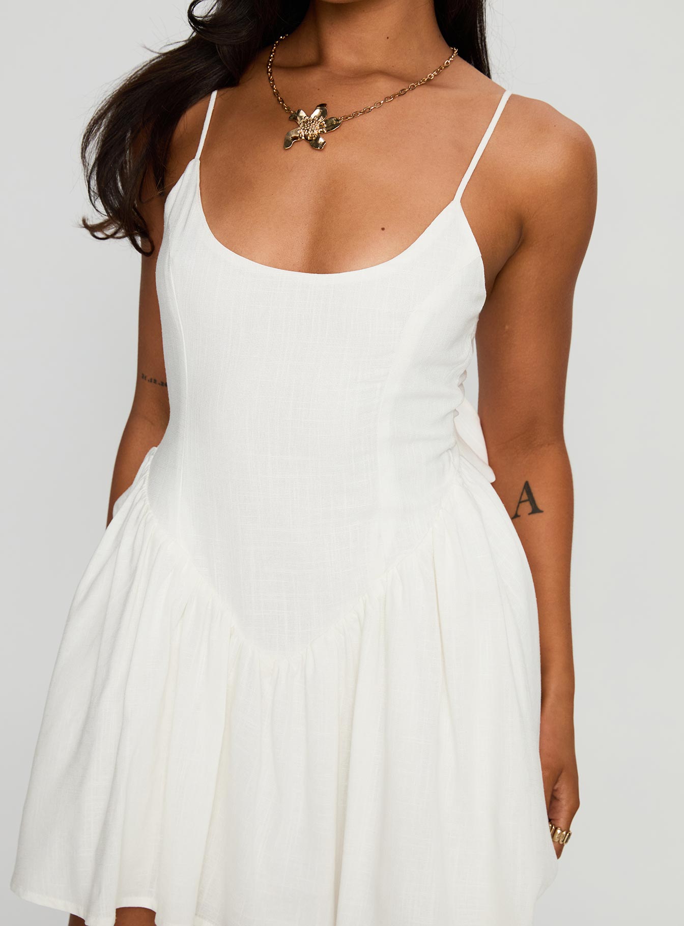 Angel Wings Tie Up Mini Dress White - Image 6
