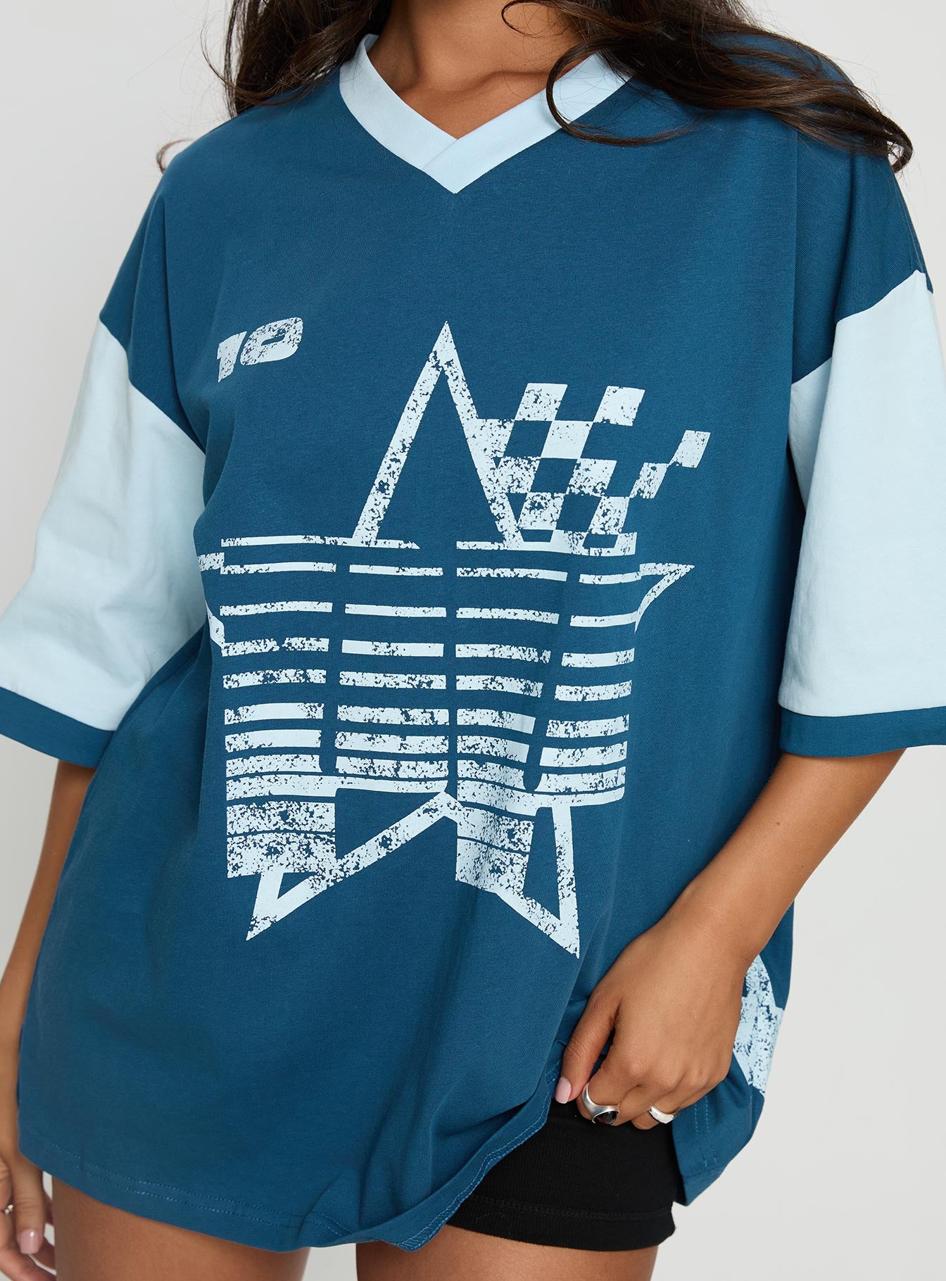 Nachell Short Sleeve Moto Top Blue - Image 6