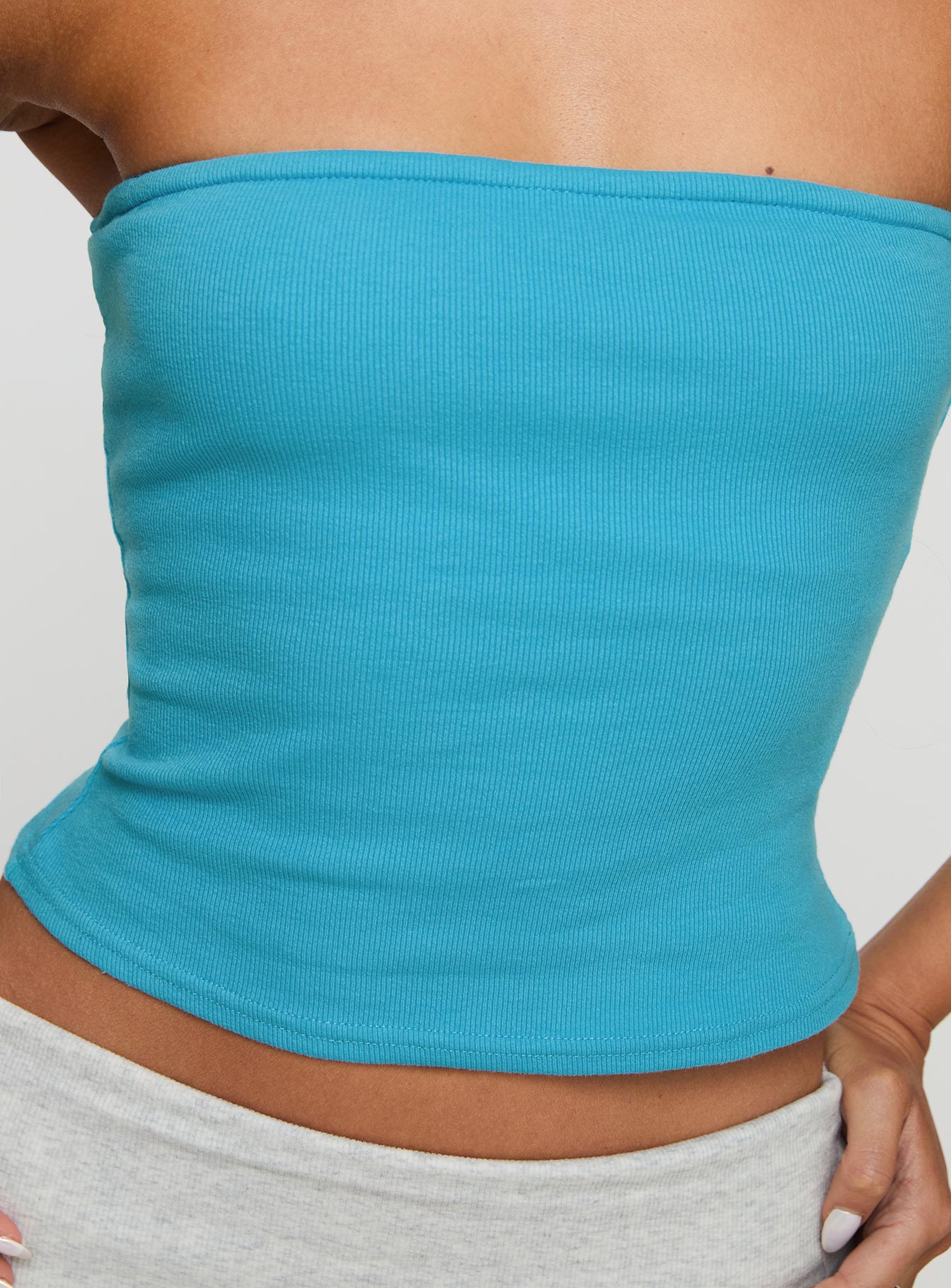 Baseline Strapless Rib Top Blue - Image 6