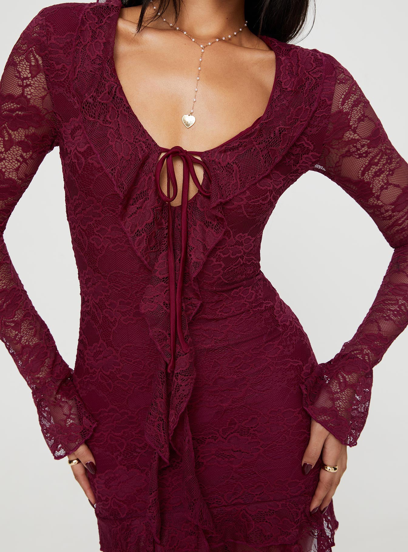 Sidonie Long Sleeve Mini Dress Red - Image 8