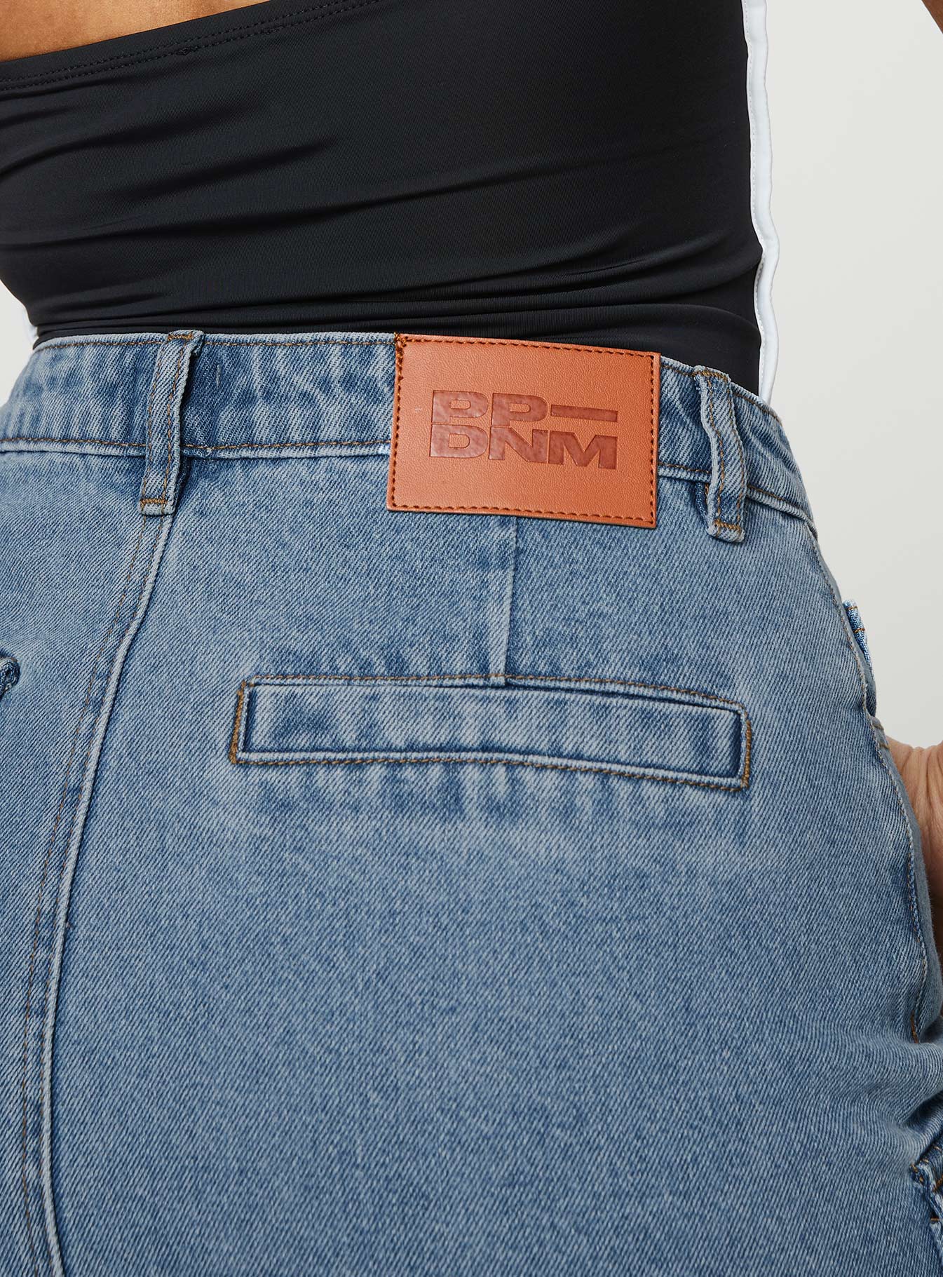 Maberley Denim Mini Skirt Mid Wash - Image 6