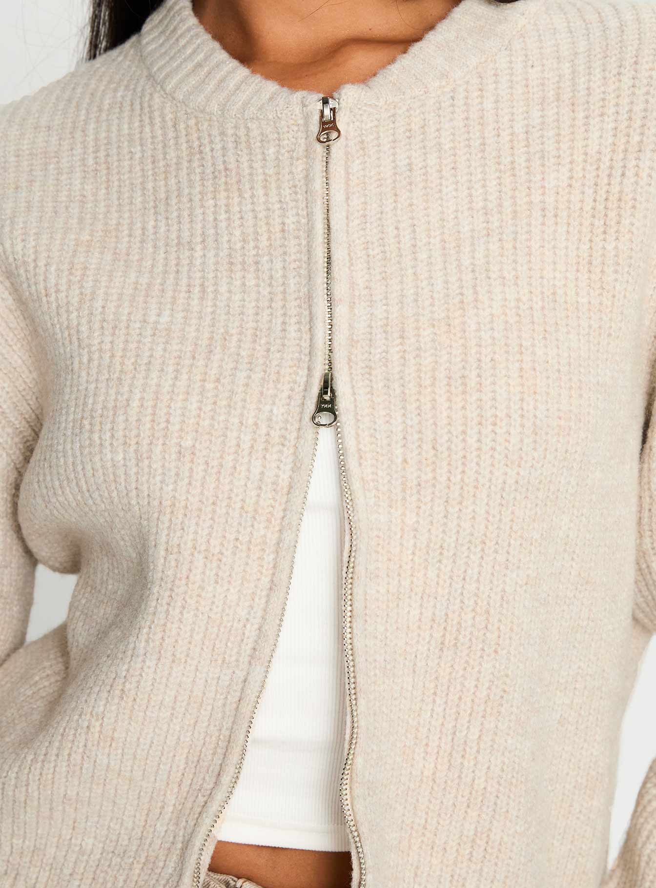 Lexene Zip Through Jumper Oat - Image 6
