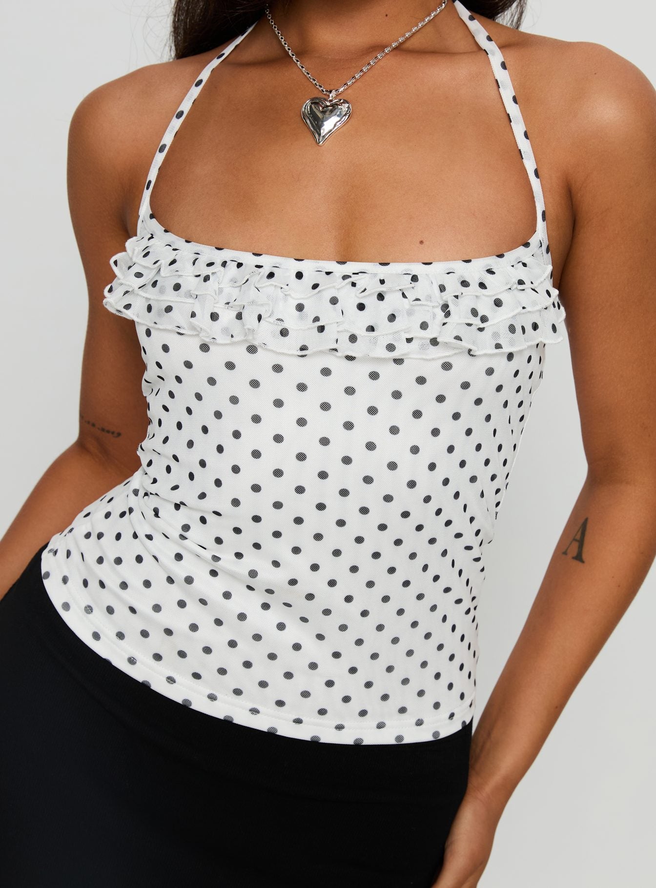 Days Of Summer Ruffle Top White Polka - Image 6