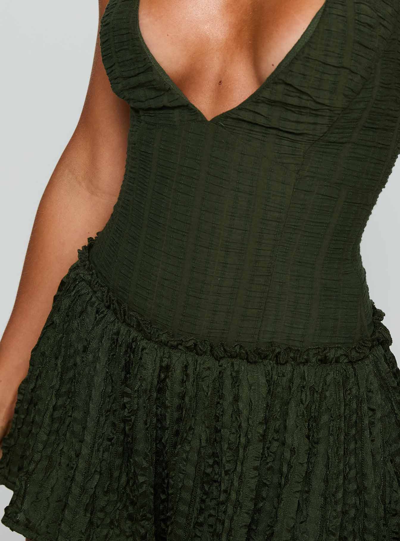 Mixie Halter Playsuit Olive Green - Image 6