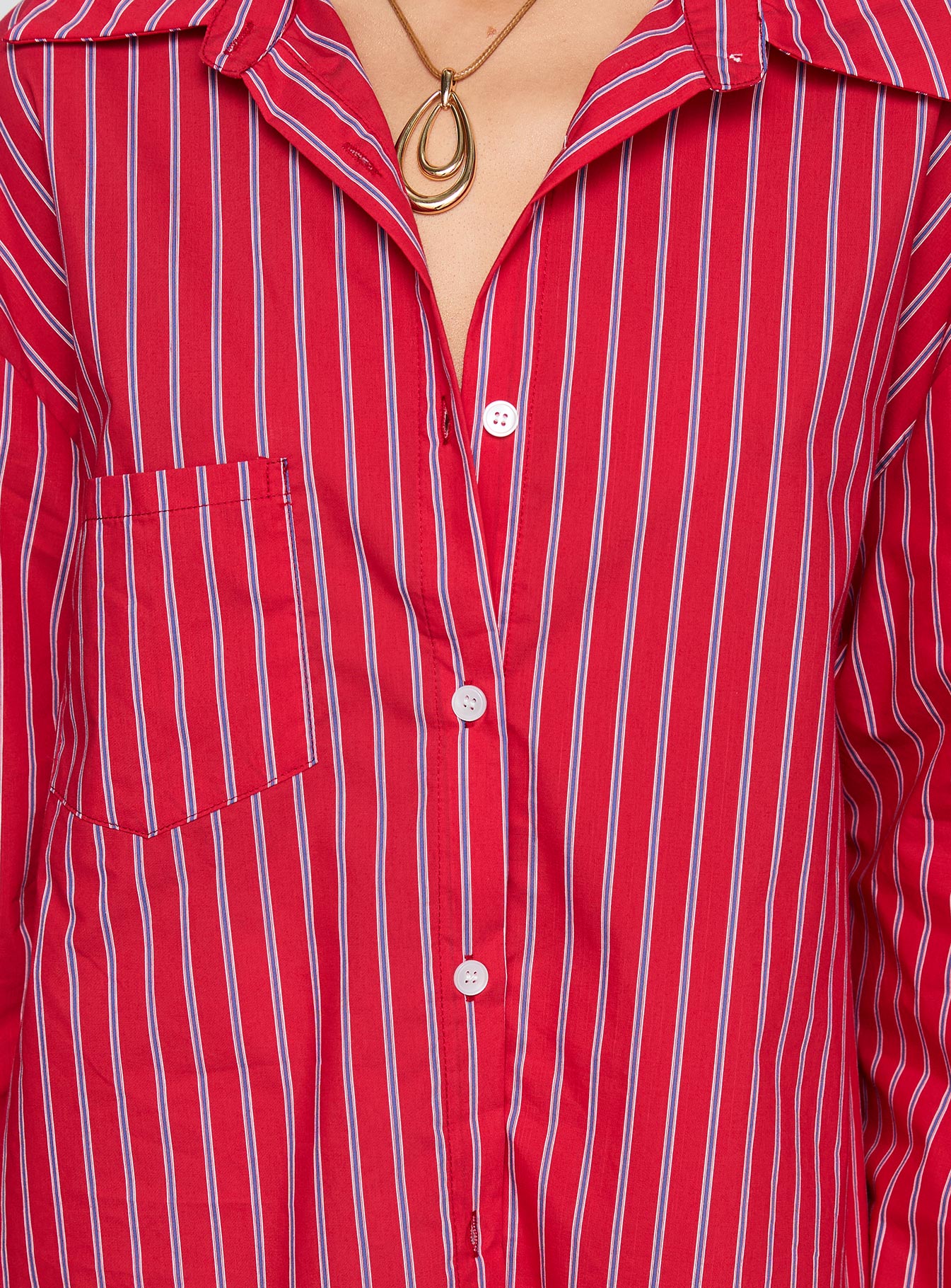 Kodhi Oversized Long Sleeve Top Red Stripe - Image 6