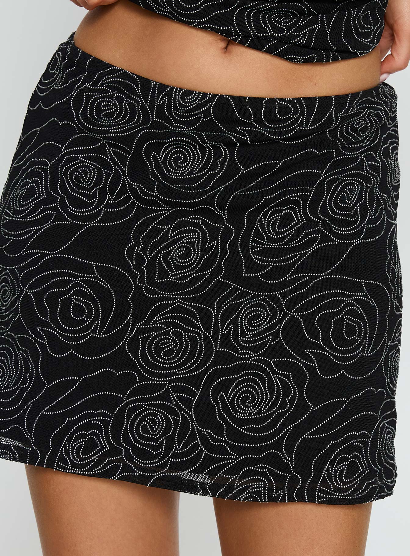 Forget Me Diamonte Mini Skirt Black - Image 6