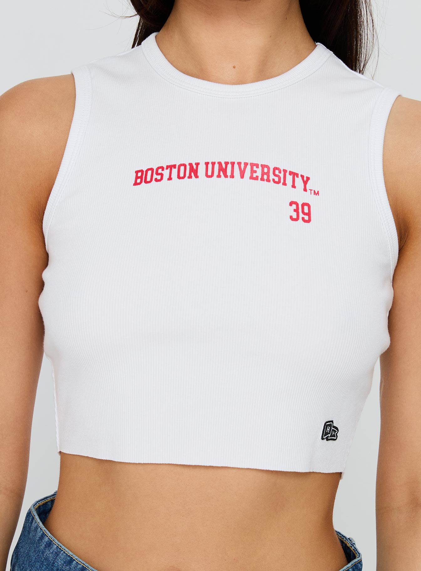Boston University Cutoff Tank Top White - Image 6
