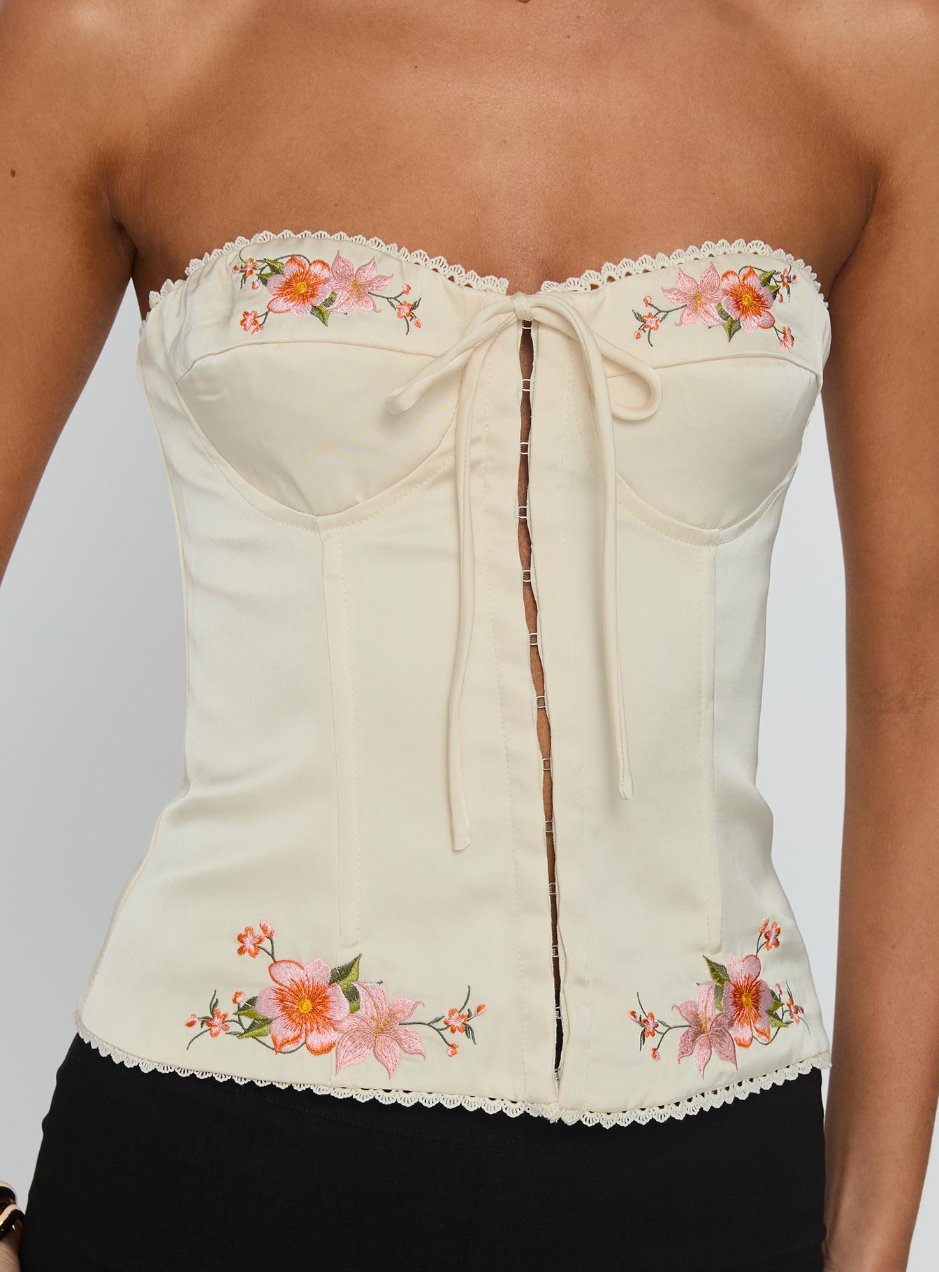 Jazzy Strapless Corset Top Cream Floral - Image 6