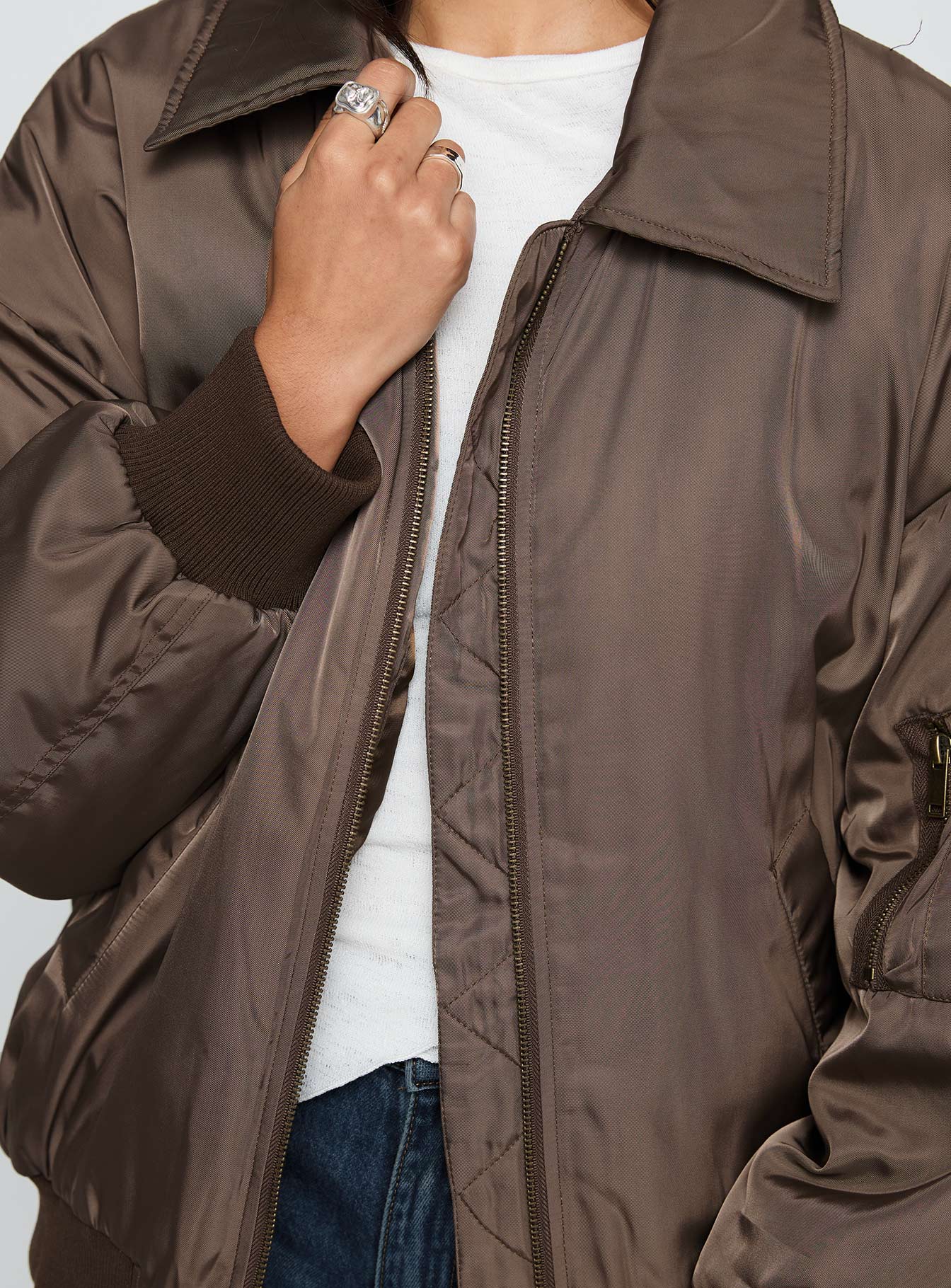 Say Less Bomber Jacket Dark Brown - Image 6