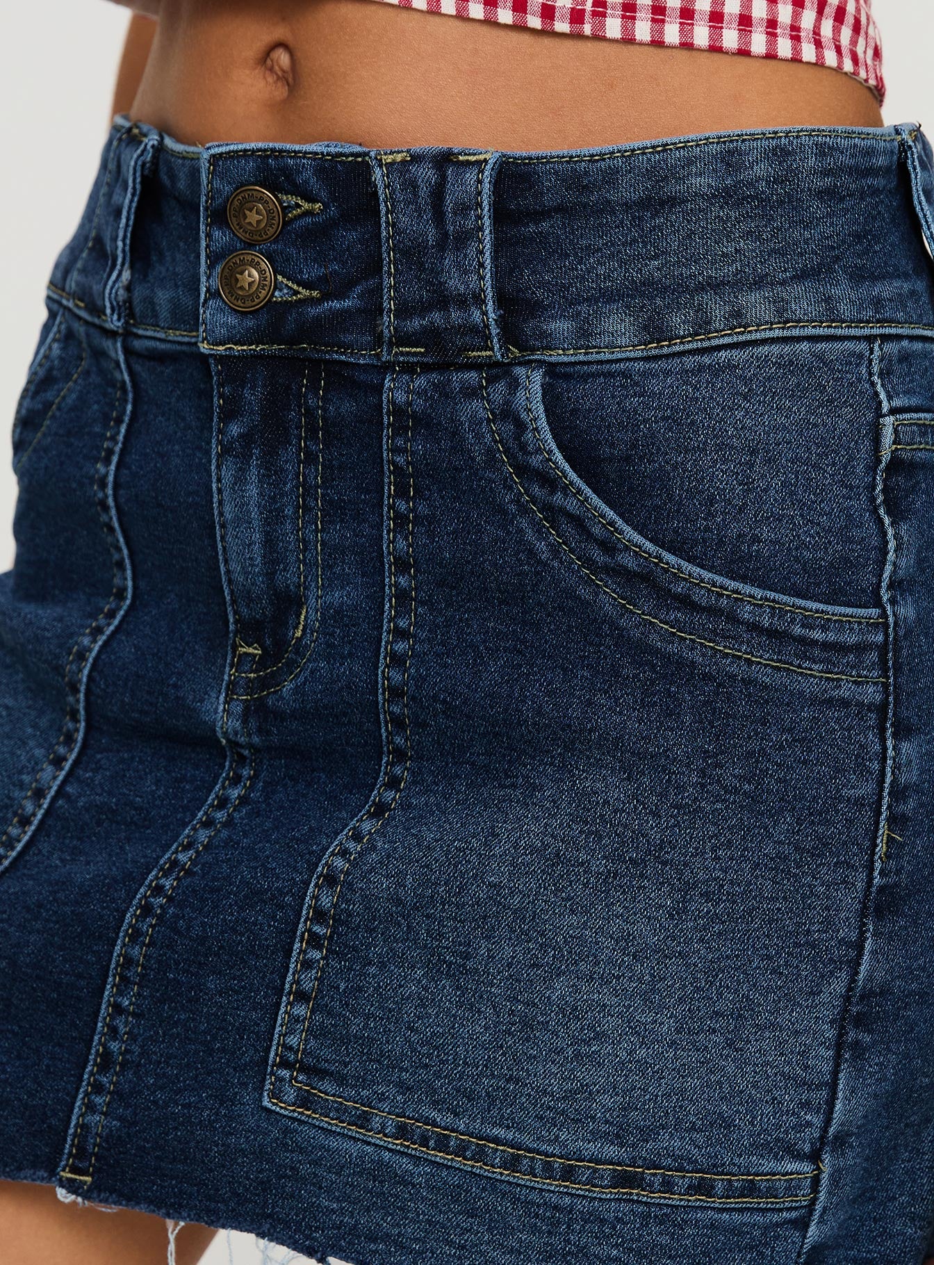 Reel It In Denim Mini Skirt Dark Wash - Image 6